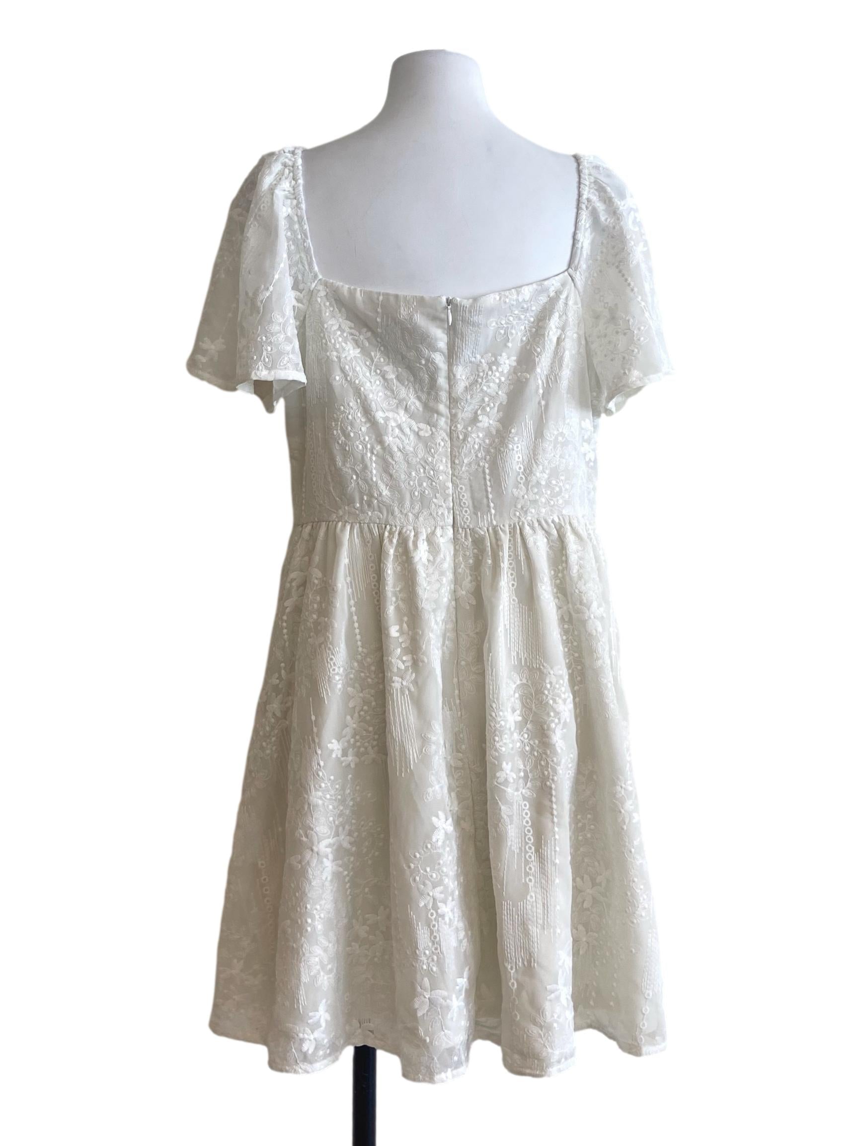 White Floral Lace A-Line Dress