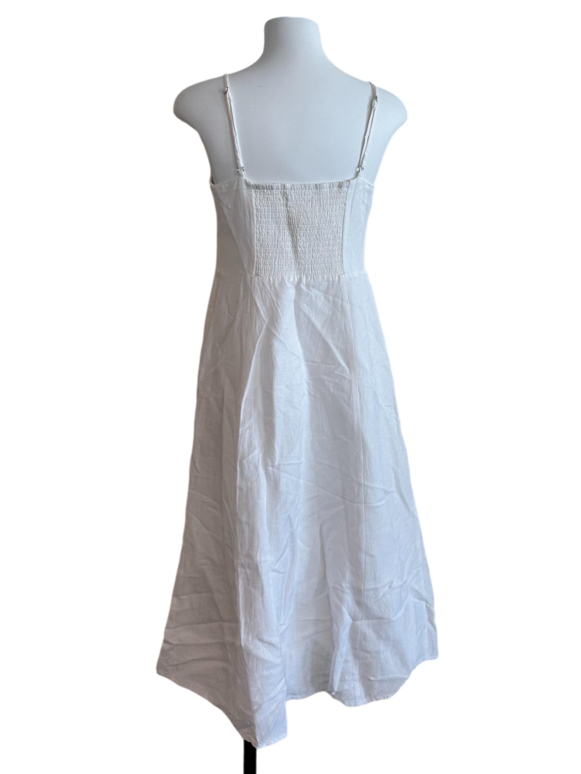 Snow White Scoop Neck Spaghetti Strap Linen Dress