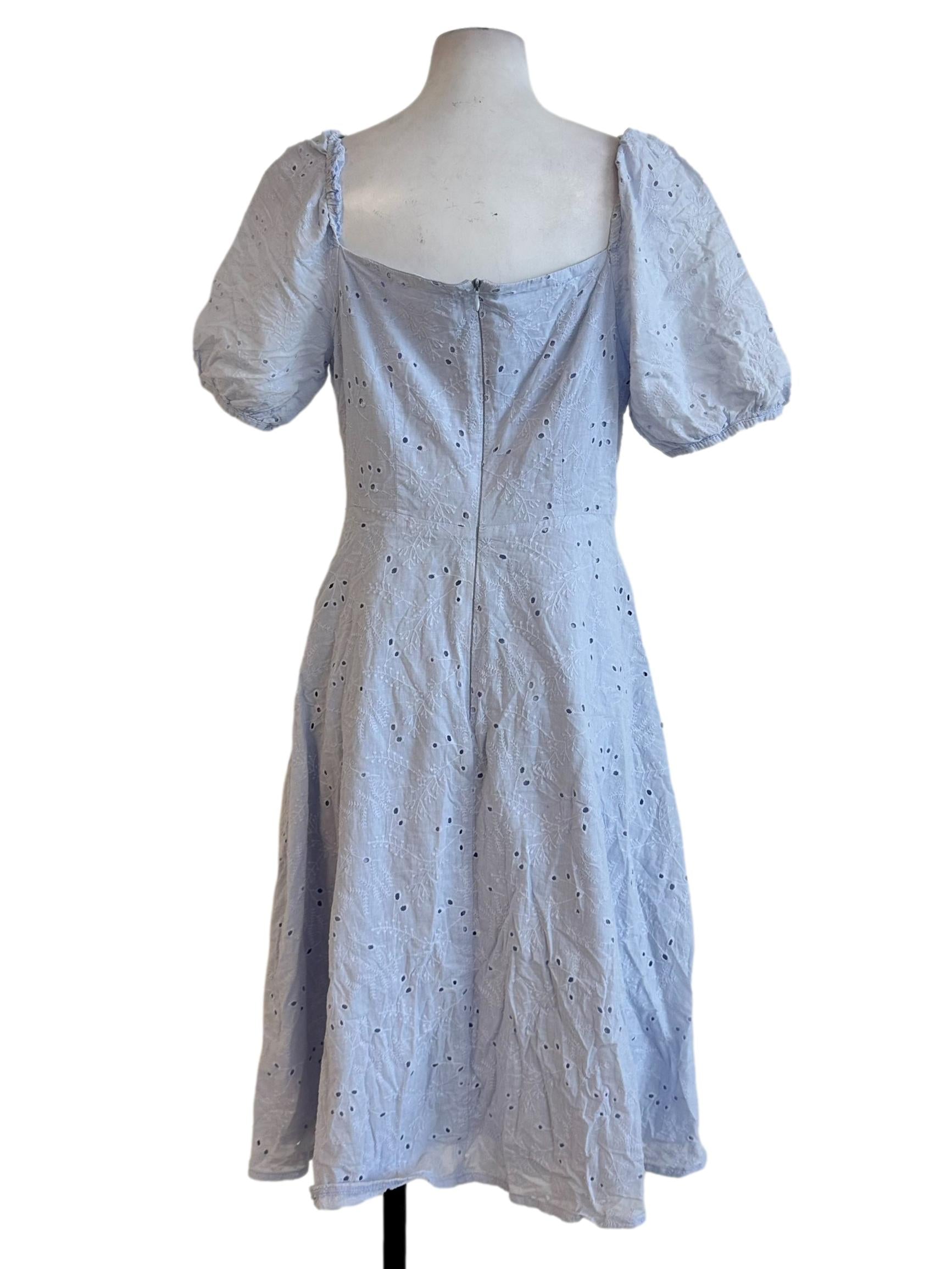 Light Powder Blue Embroidery Pattern Dress