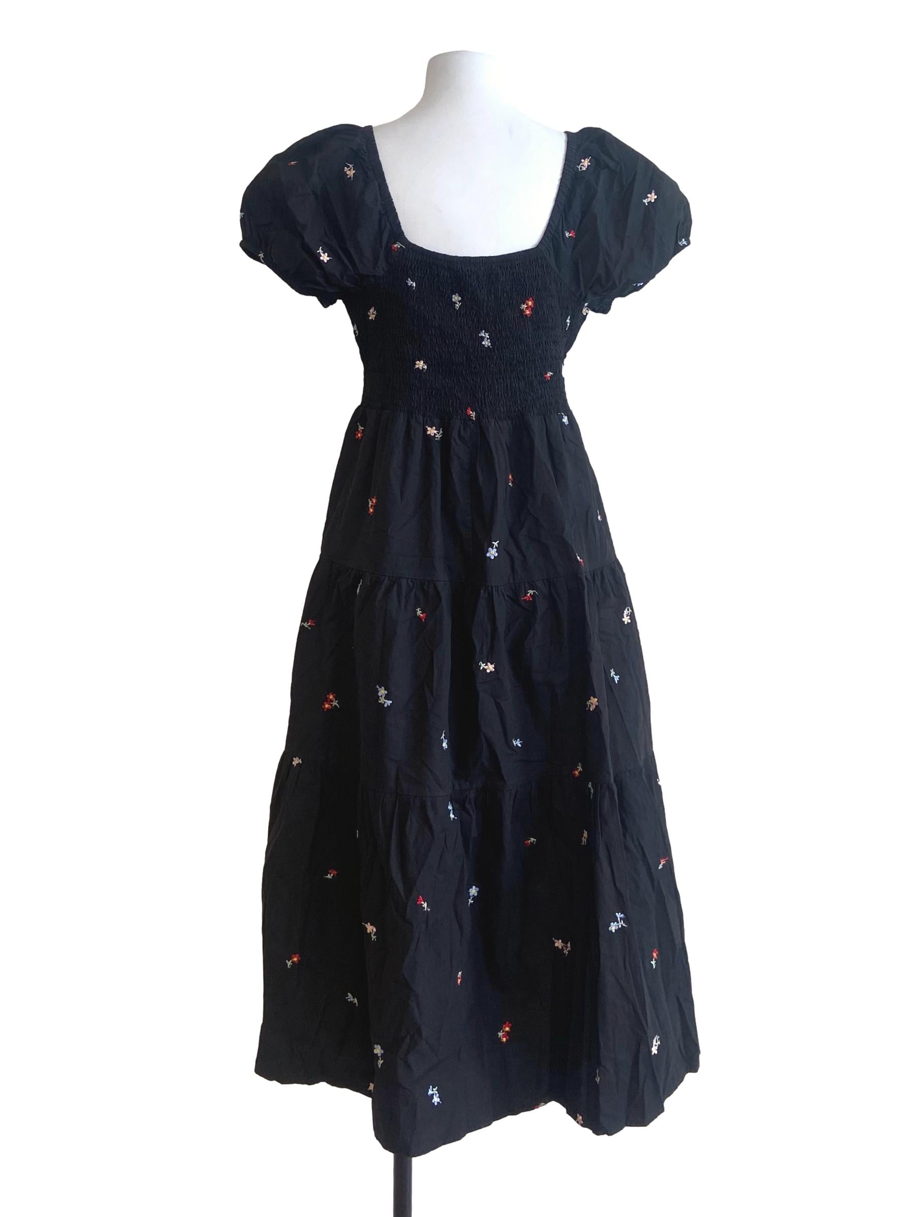 Black Floral Layered Empire Dress