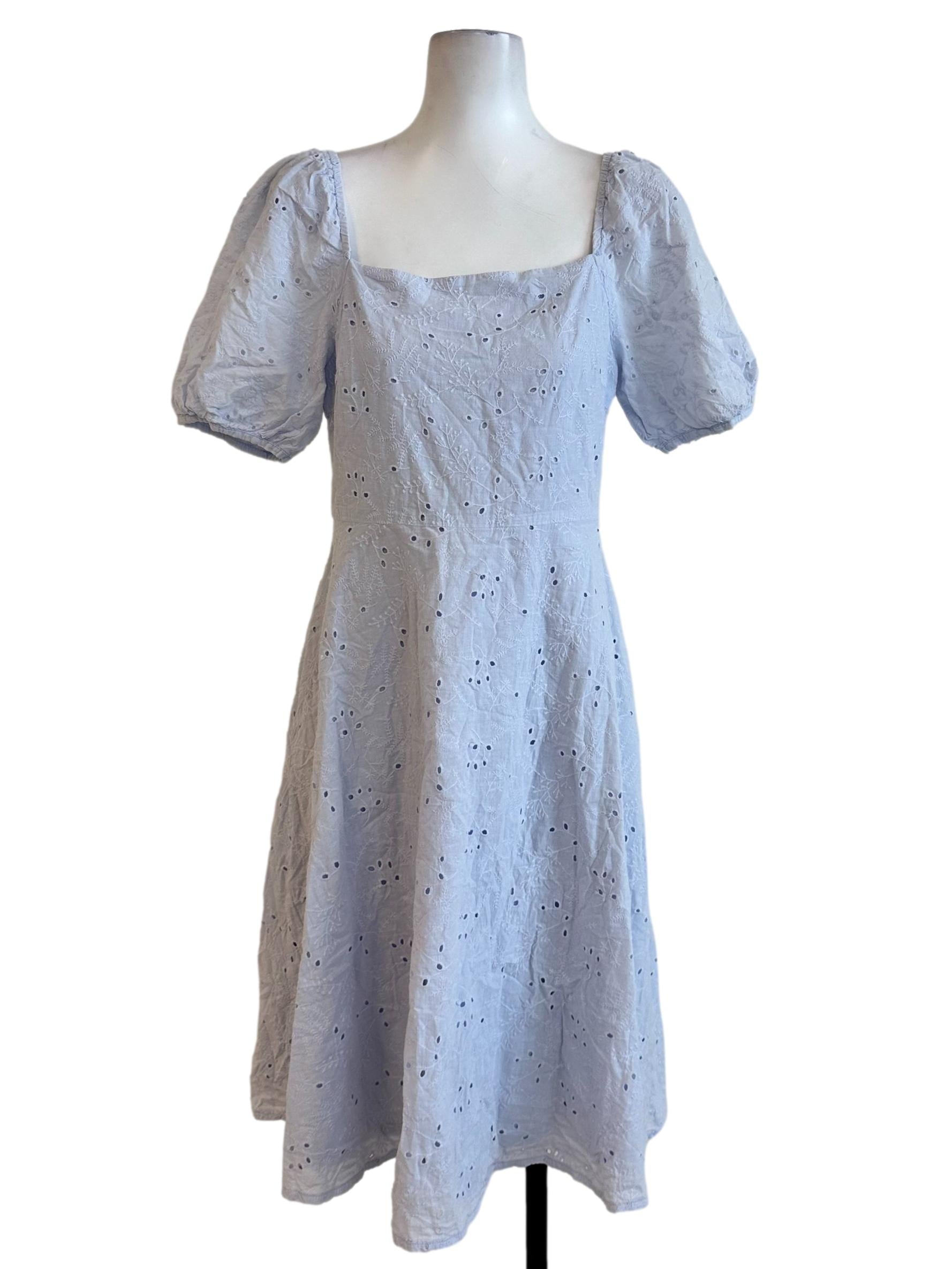 Light Powder Blue Embroidery Pattern Dress