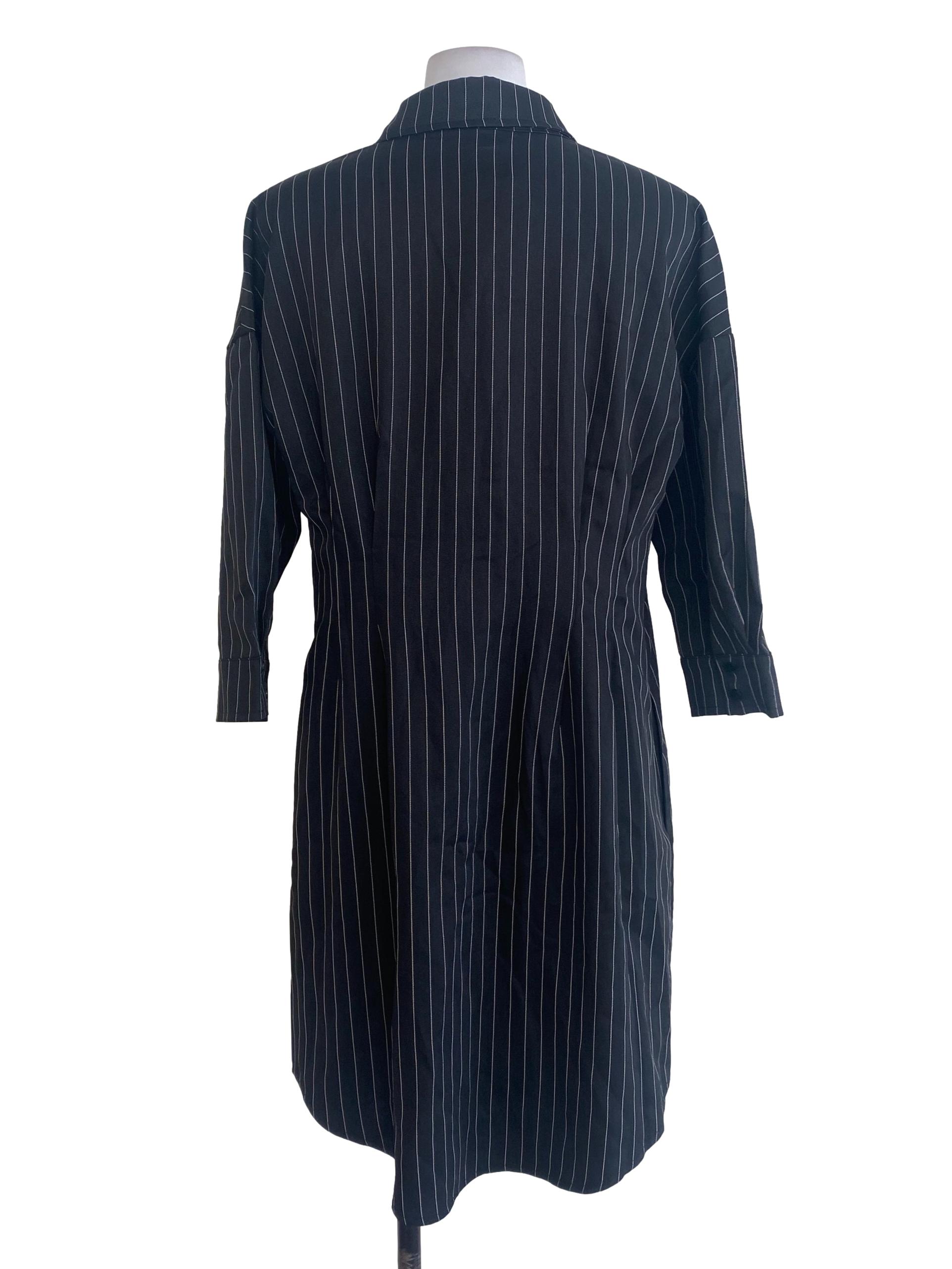 Black Striped Button Down Dress