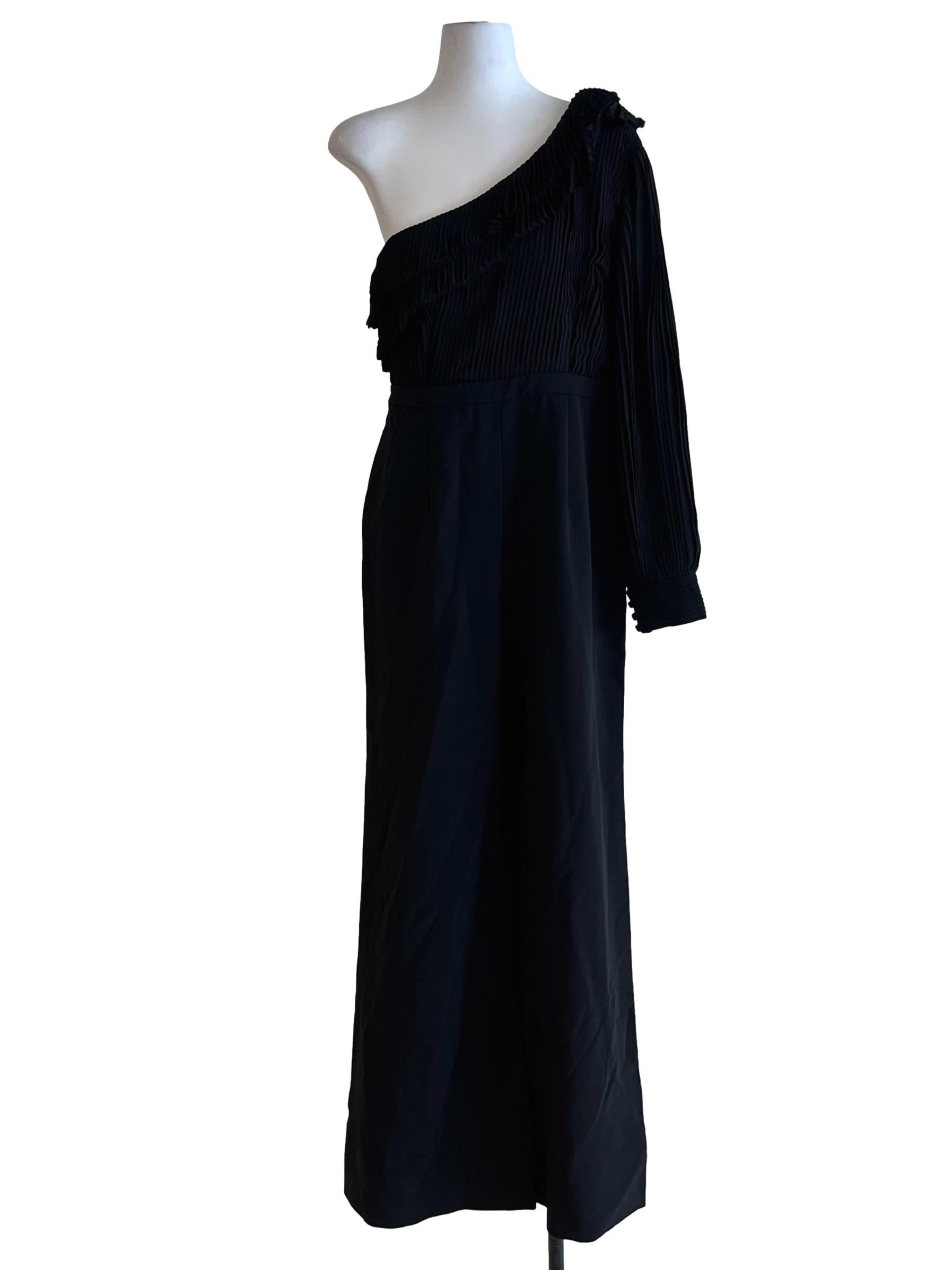 Black Asymmetrical Neckline Jumpsuit