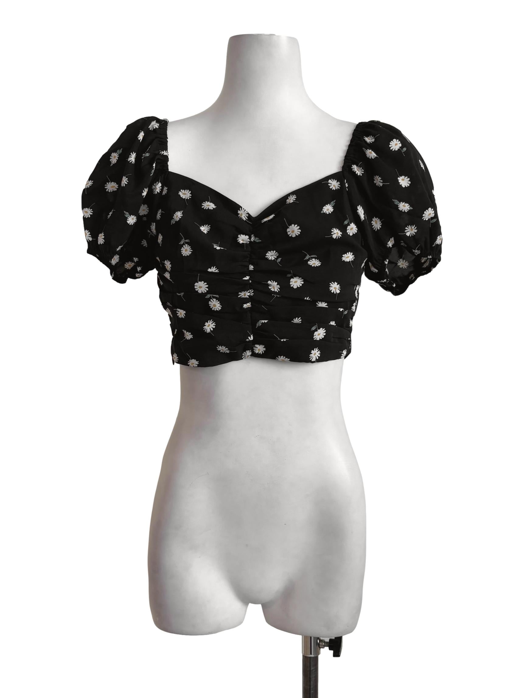Black Floral Crop Top TTR