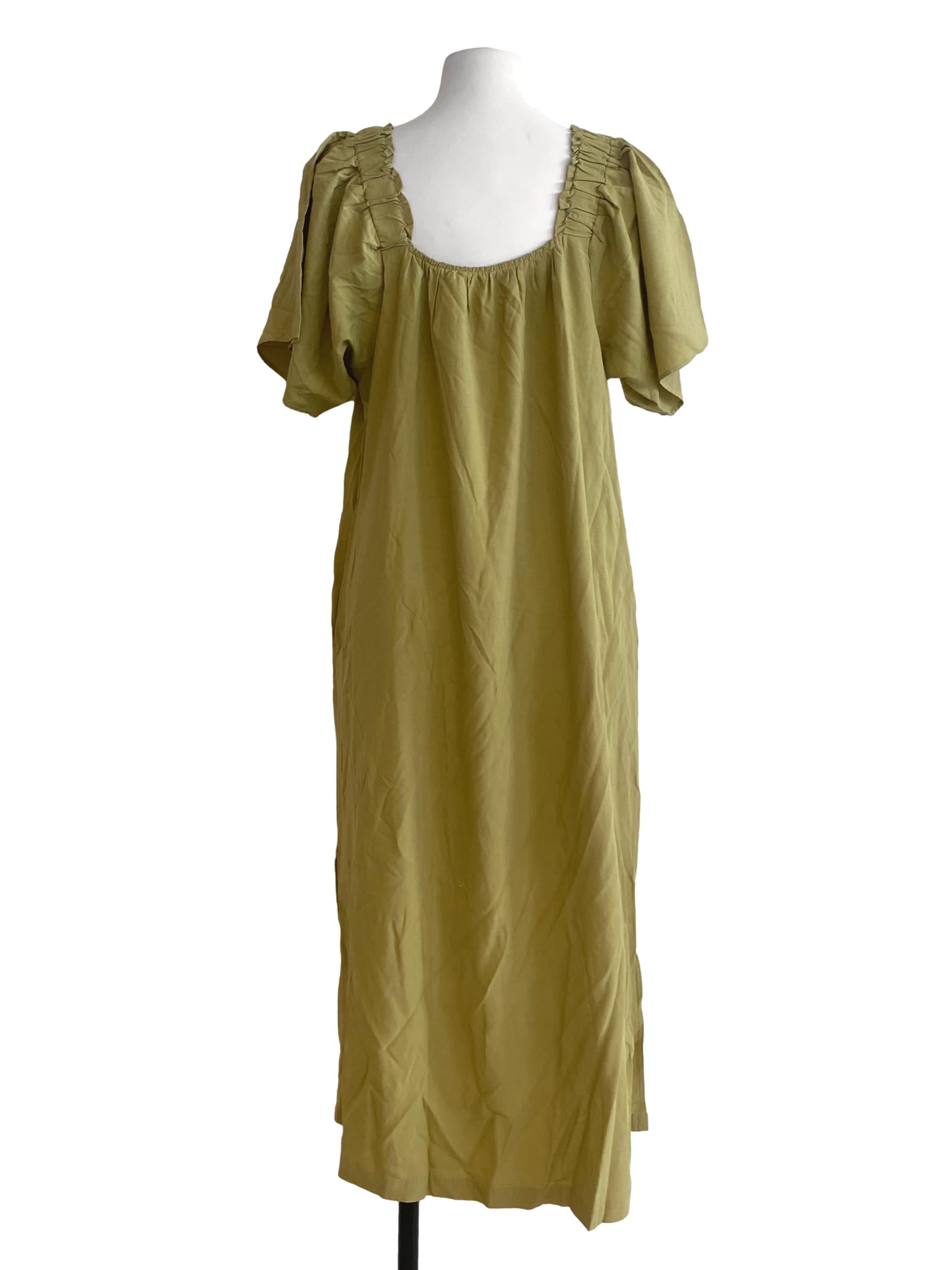 Lime Green Slit Slip Dress