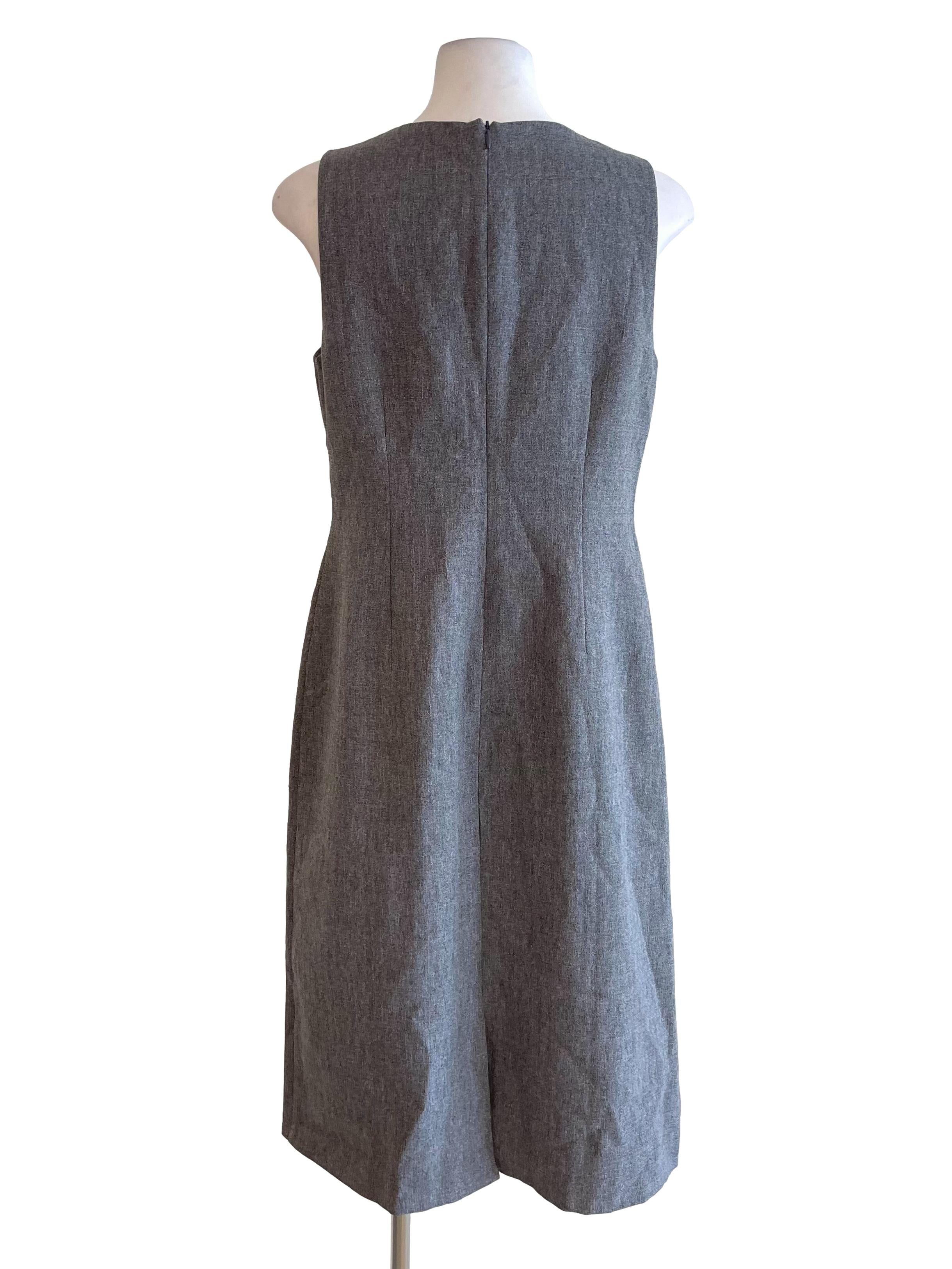 Grey Gold Buttons Formal Slip Dress