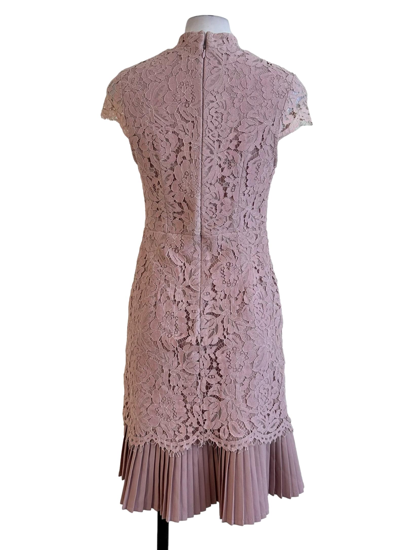 Rose Pink Lace And Pleated Dress