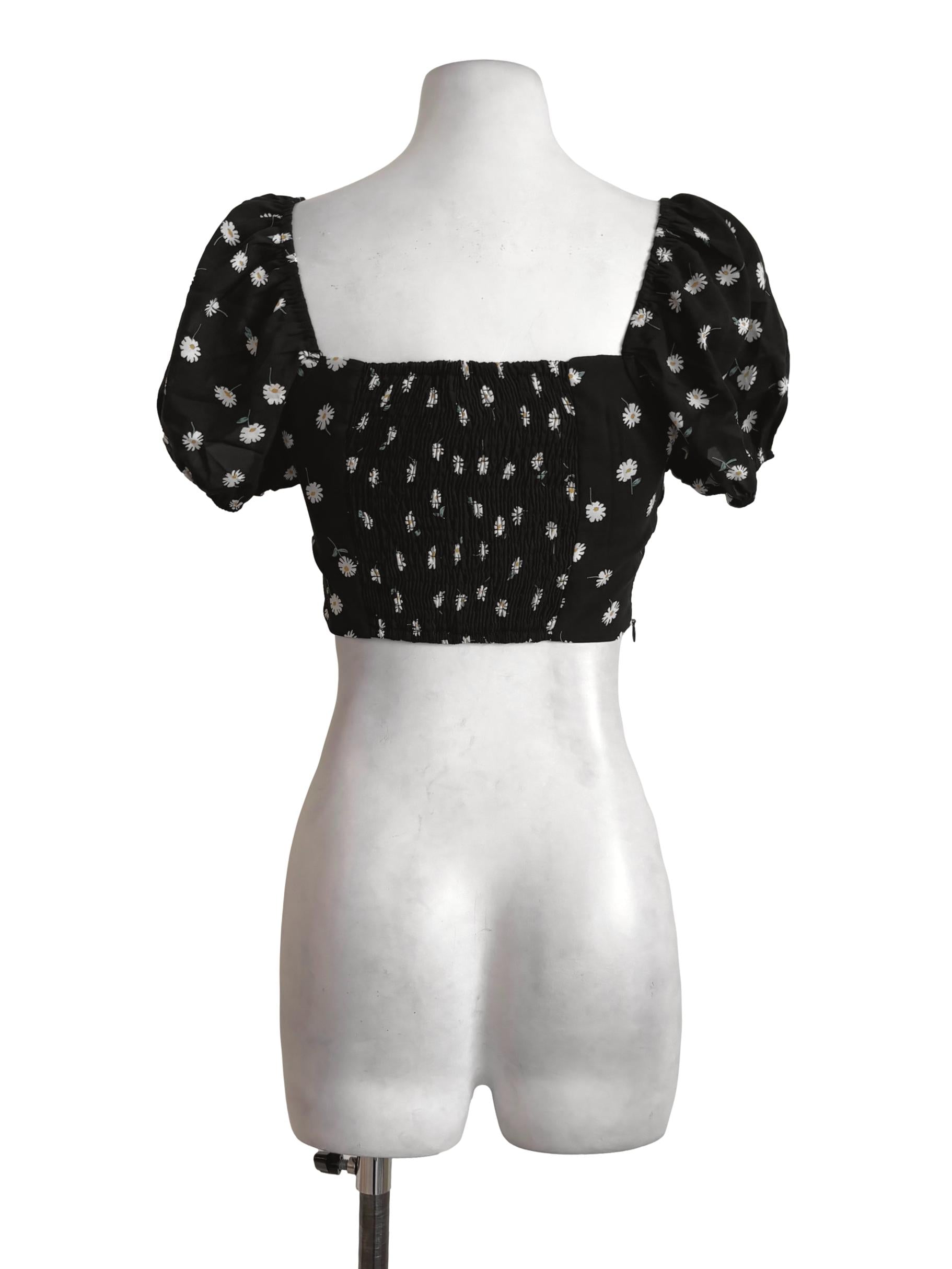Black Floral Crop Top TTR