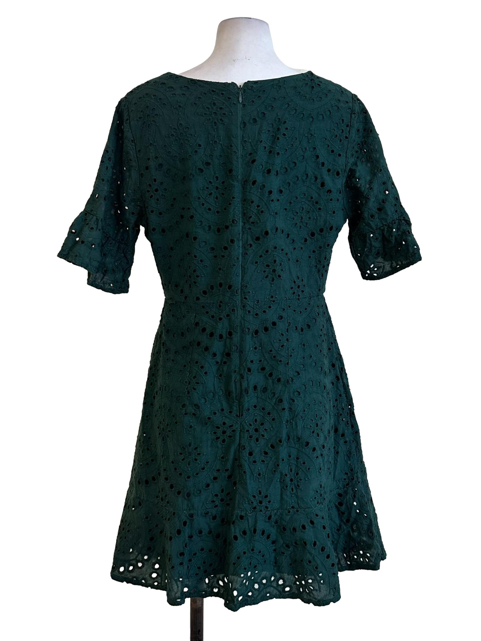 Basil Green Embroidery Pattern Dress