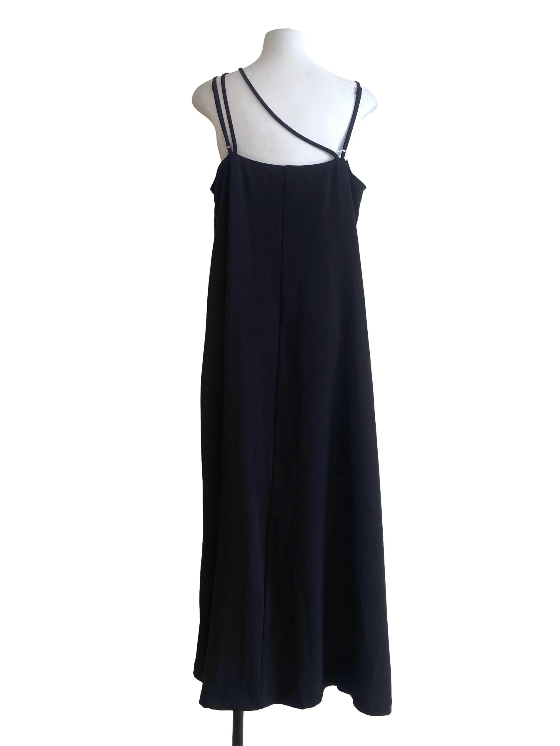 Black Spaghetti Strap Slit Empire Dress