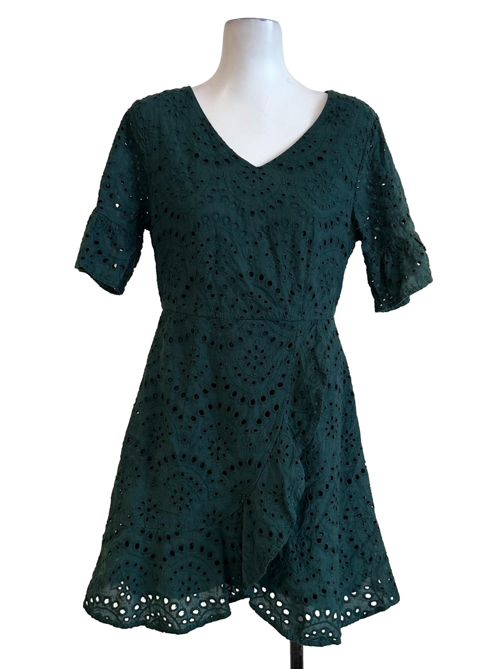 Basil Green Embroidery Pattern Dress