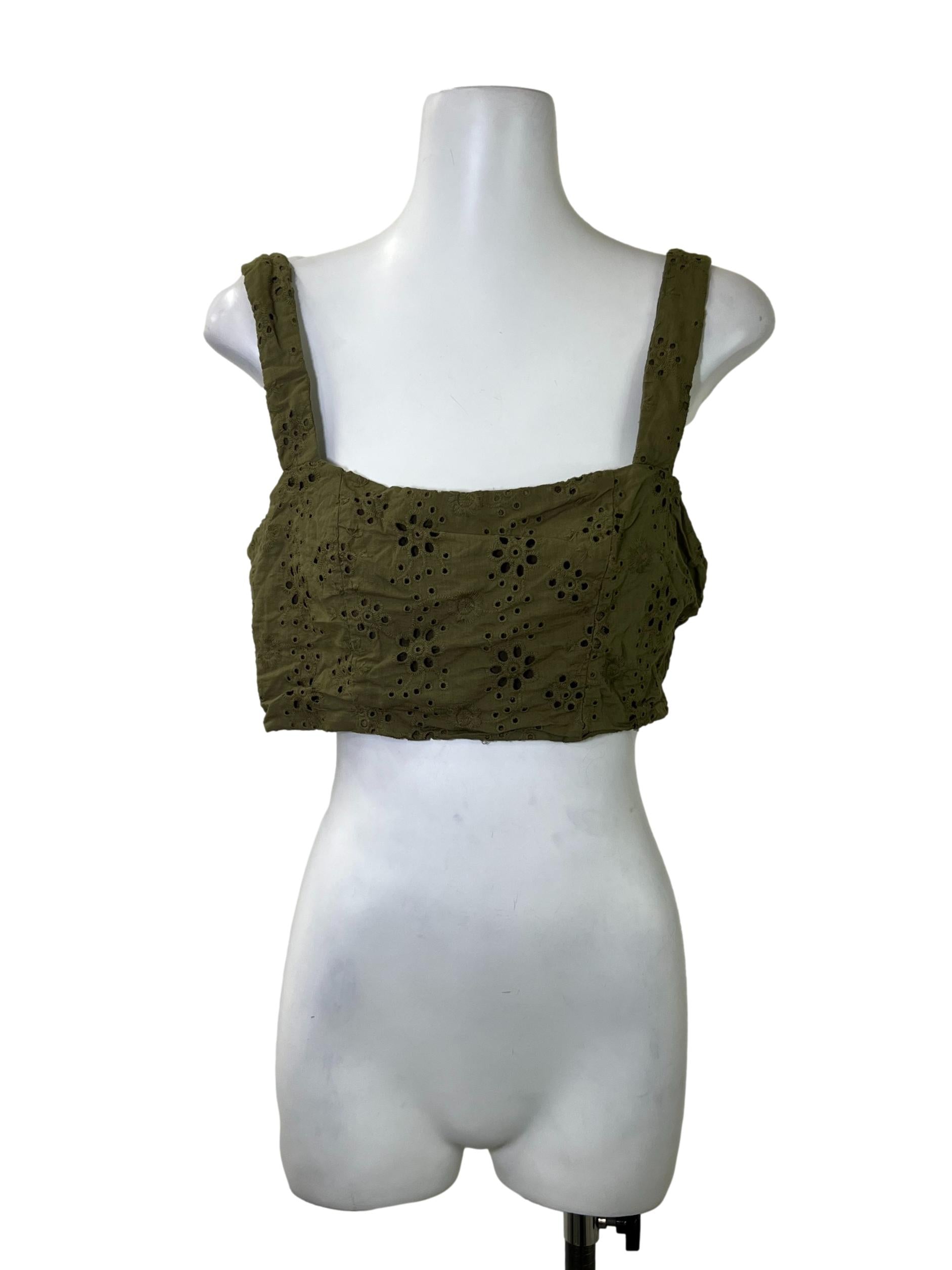 Forest Green Eyelet Tank Top