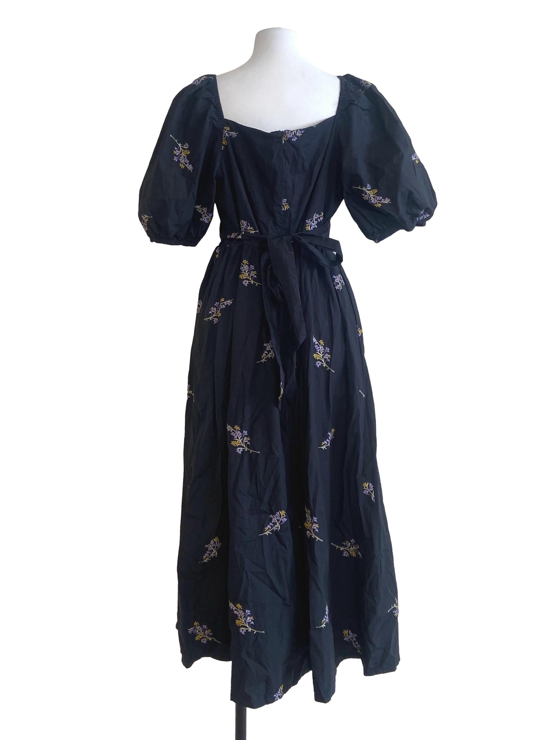 Aegean Blue & Floral Empire Dress
