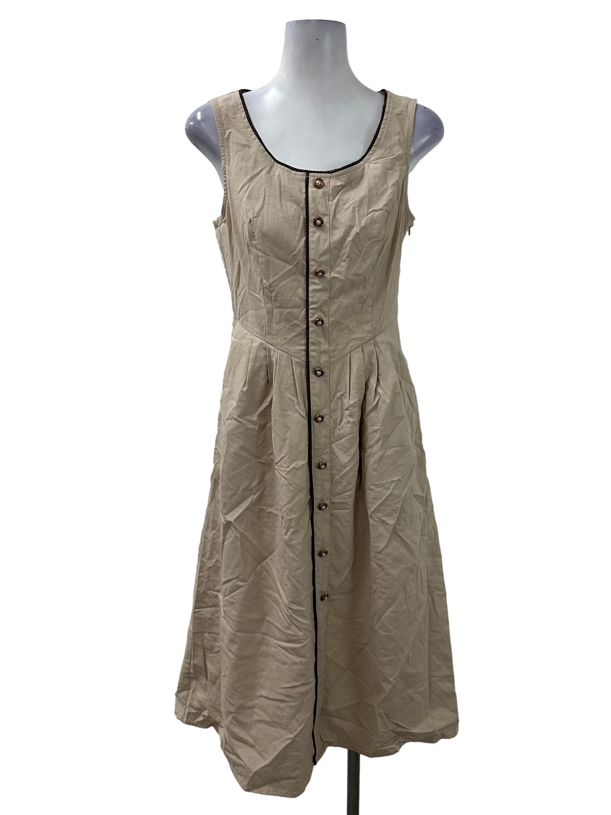 Beige Button Dress