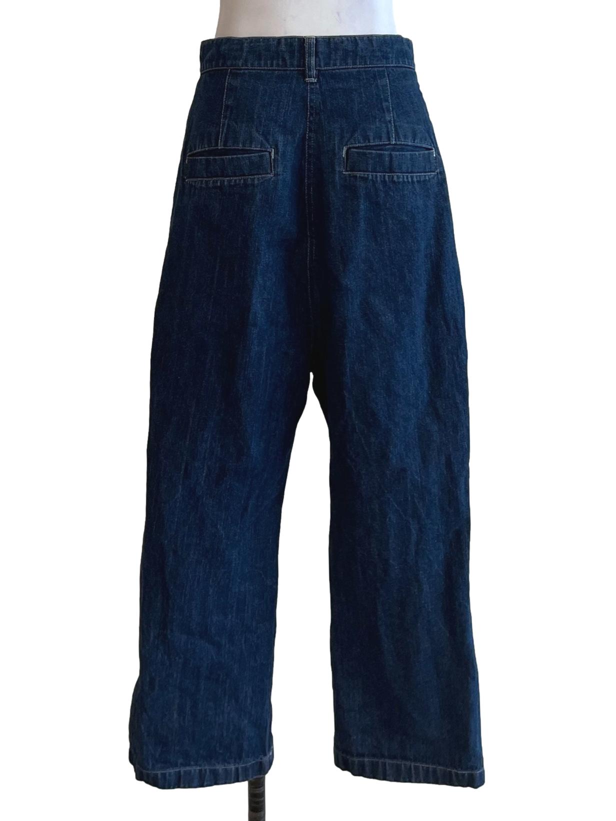Dark Blue Denim High Ankle Jeans