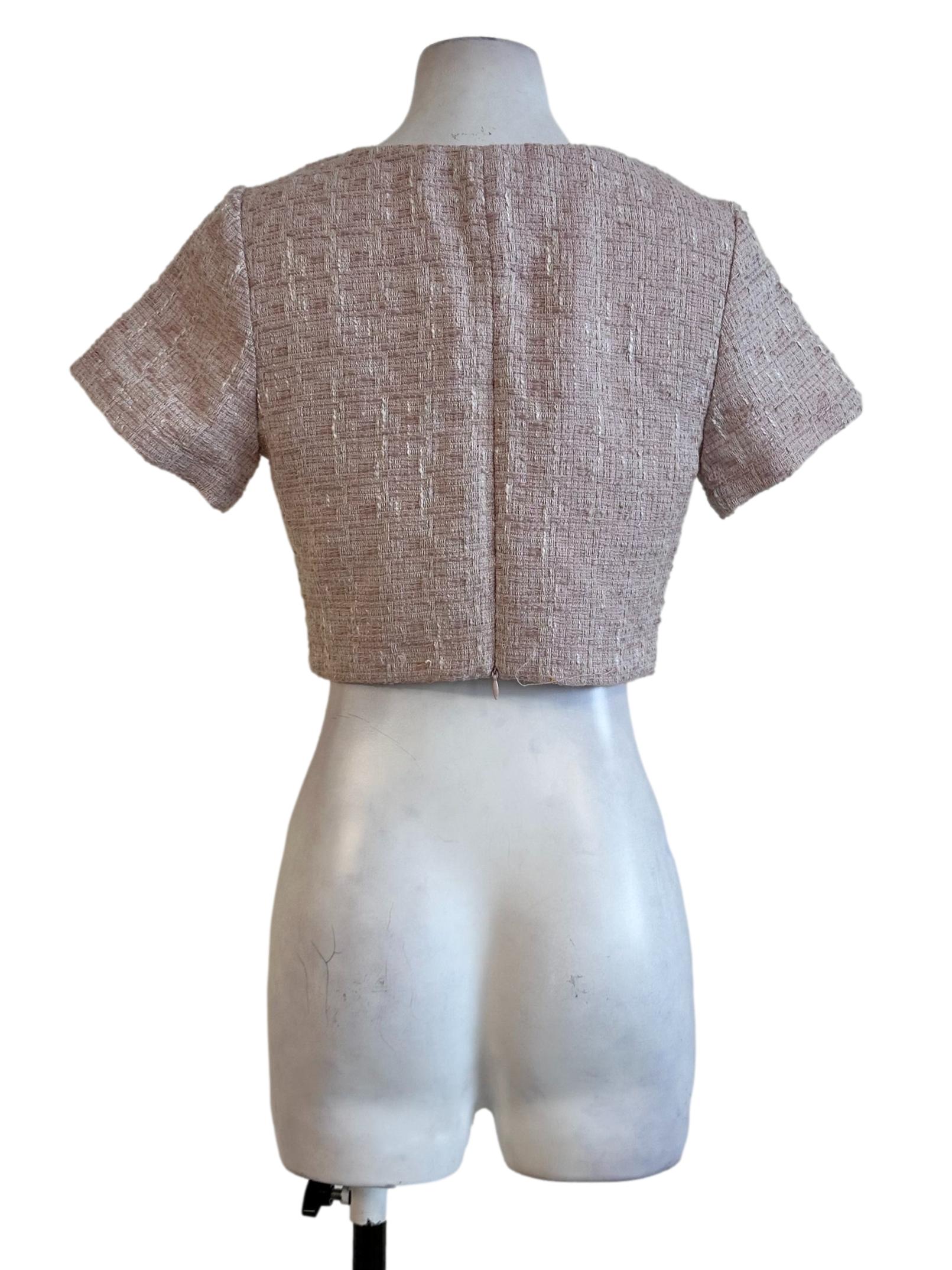 Light Blush Pink Tweed Pattern Top