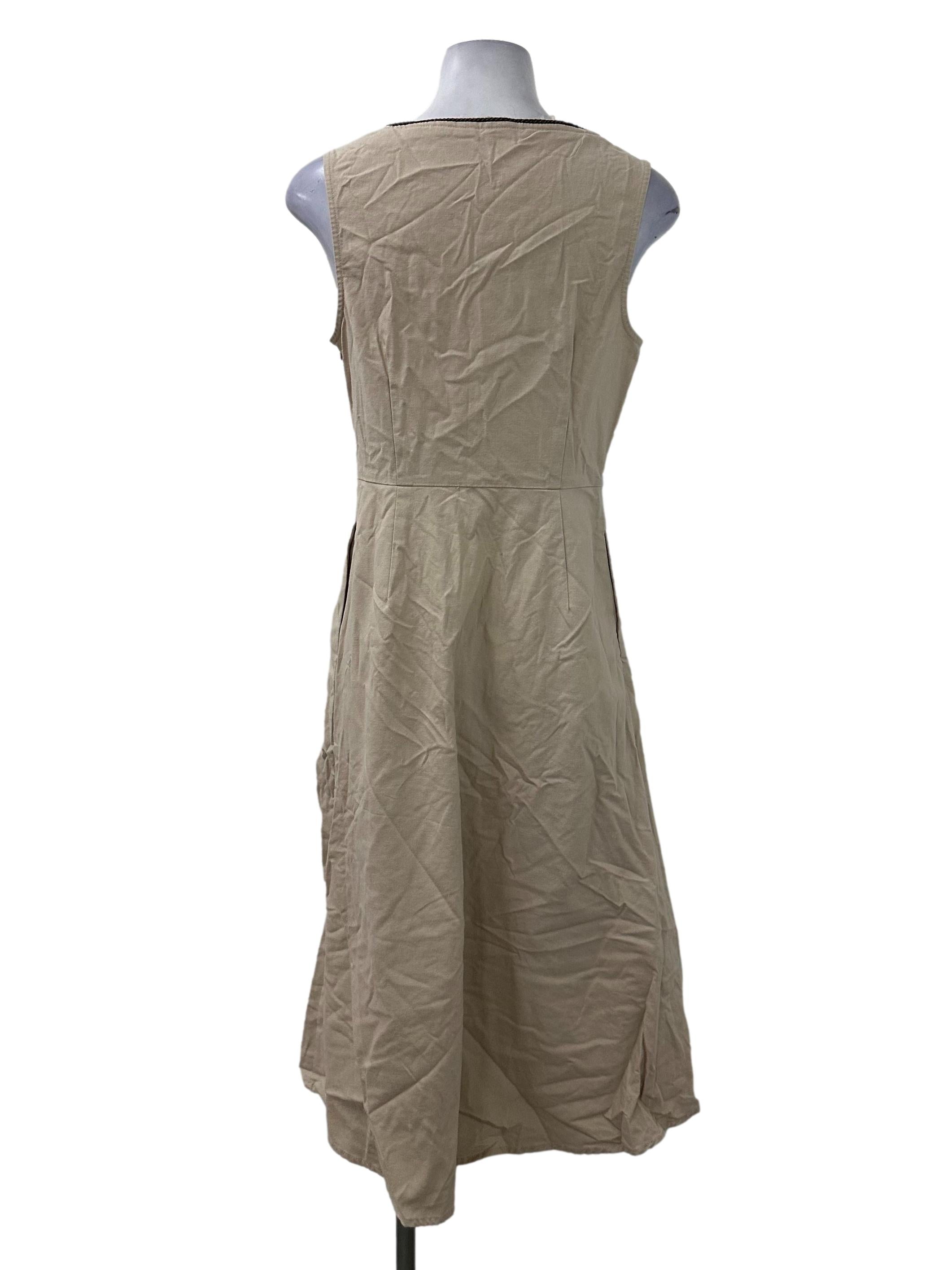 Beige Button Dress