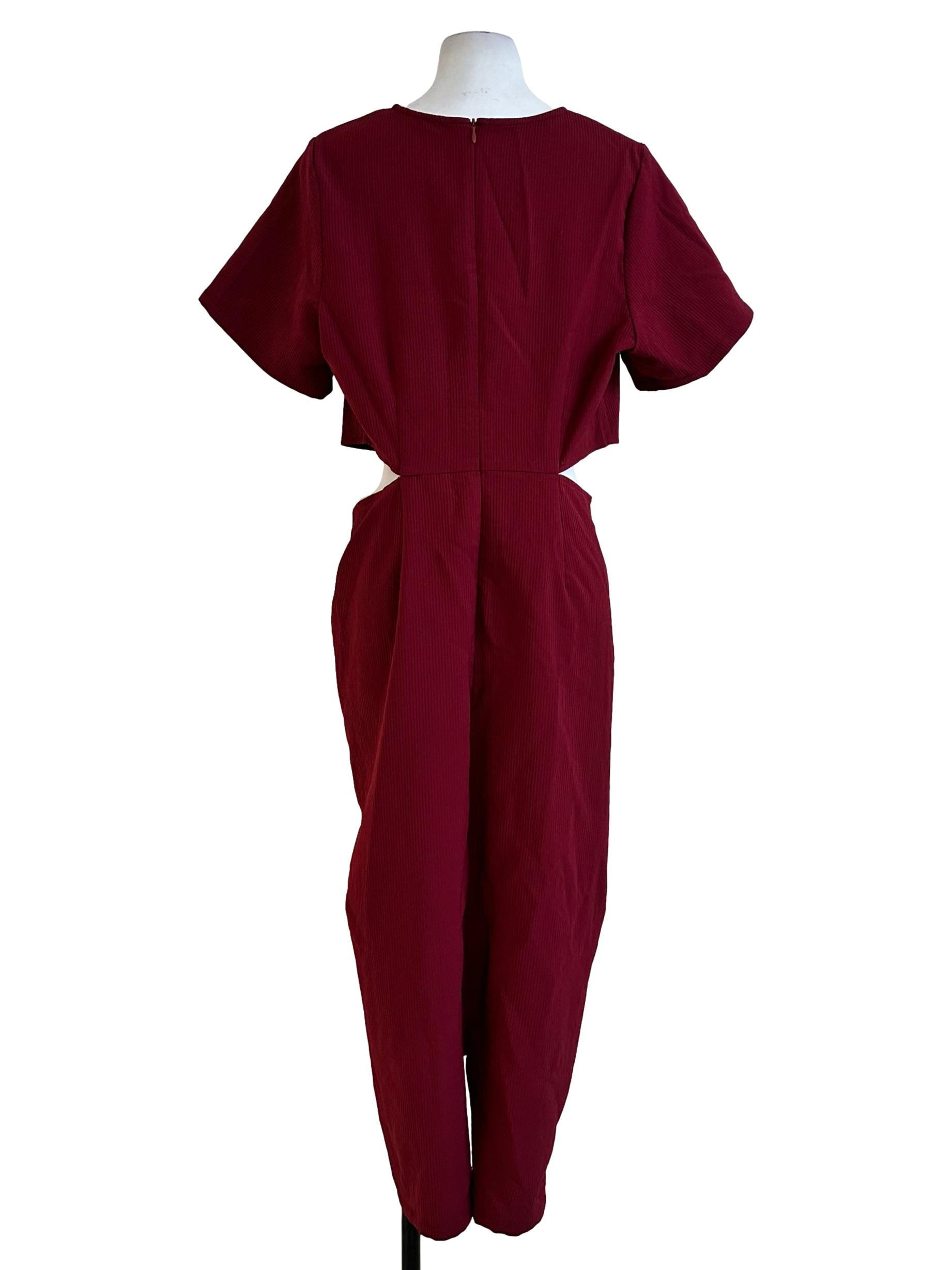 Berry Red Textured Knot Dress