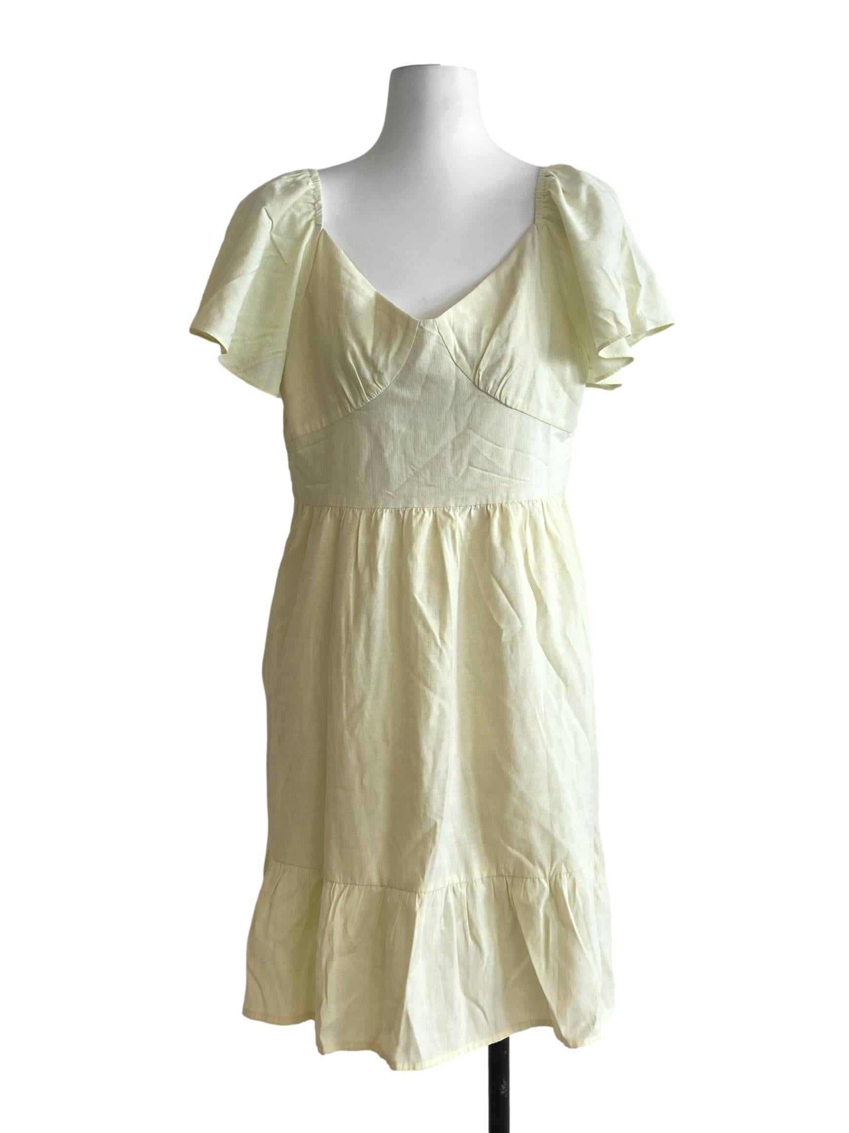 Lemon Yellow Drop Waist Dress