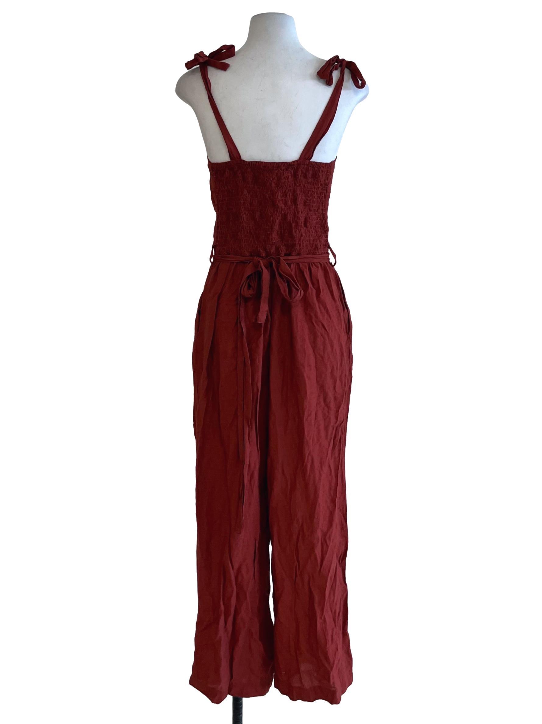 Amber Brown Square Neckline Jumpsuit