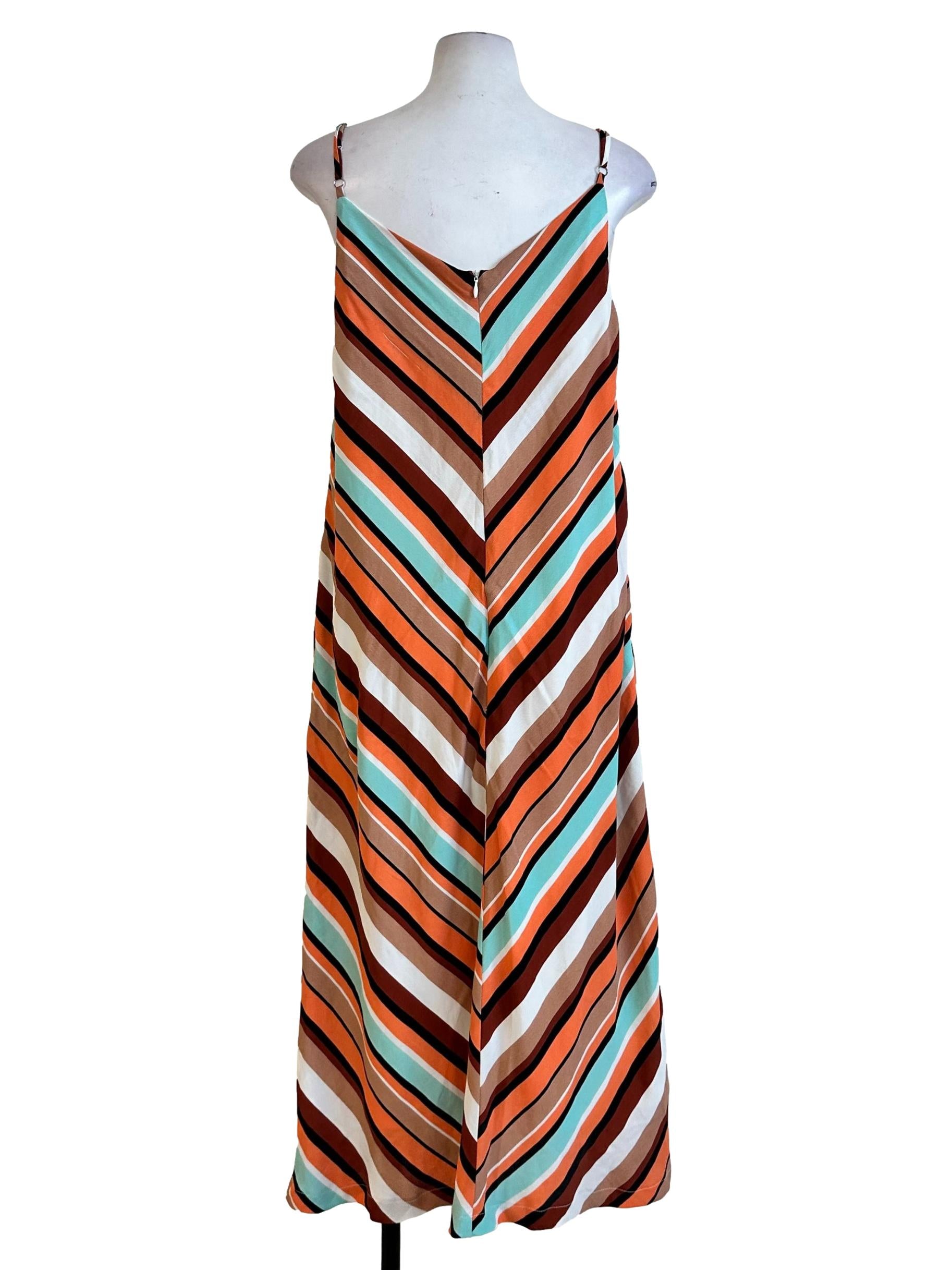 Brown Stripes Pattern Dress