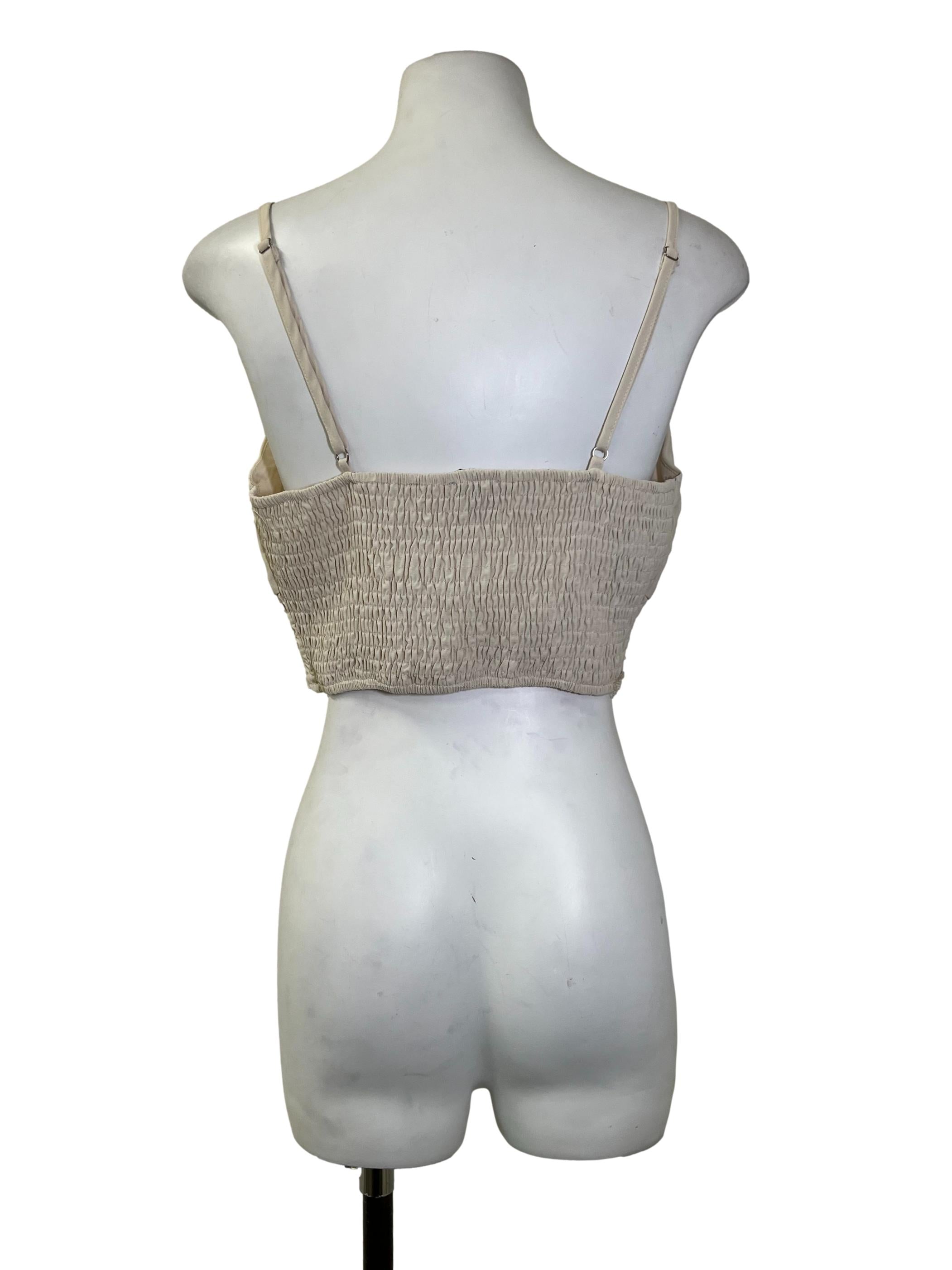 Cream Ruched Cropped Top