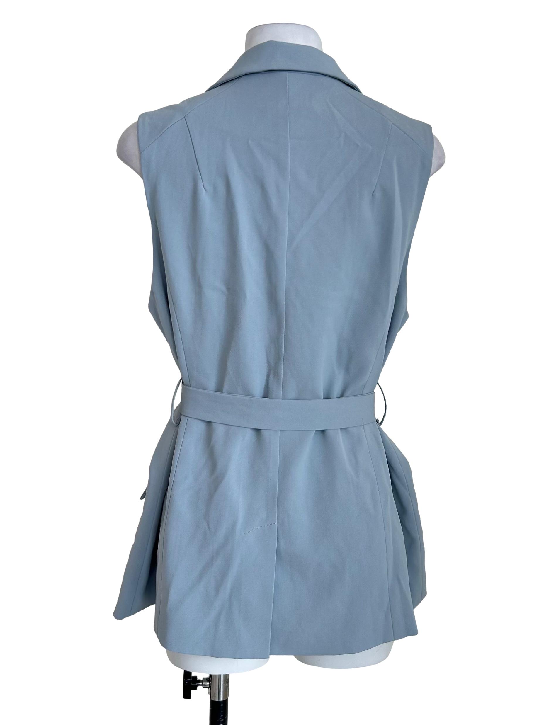 Light Blue Belted Sleeveless Vest