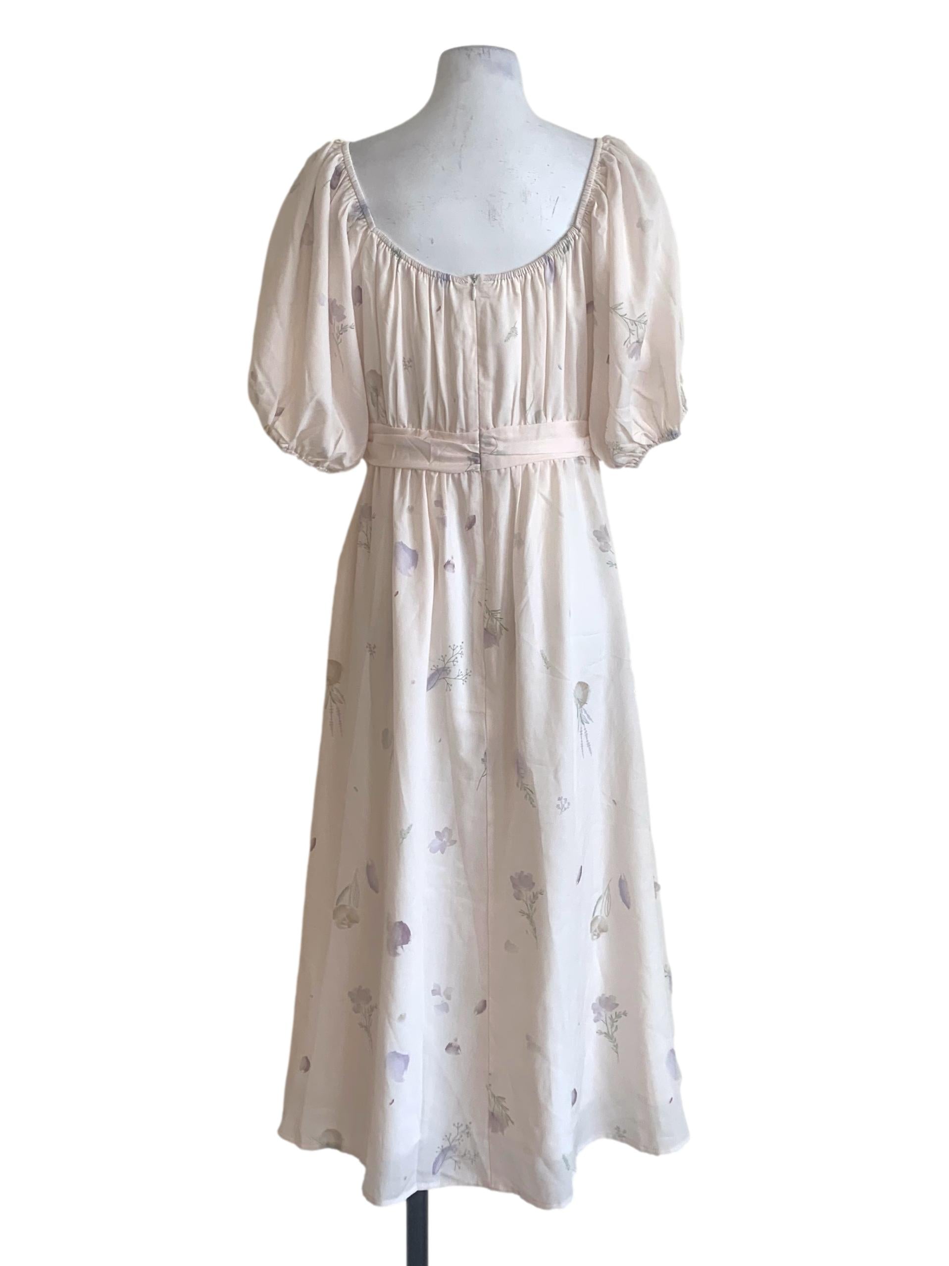 Pink Flower Pattern A Line Dress