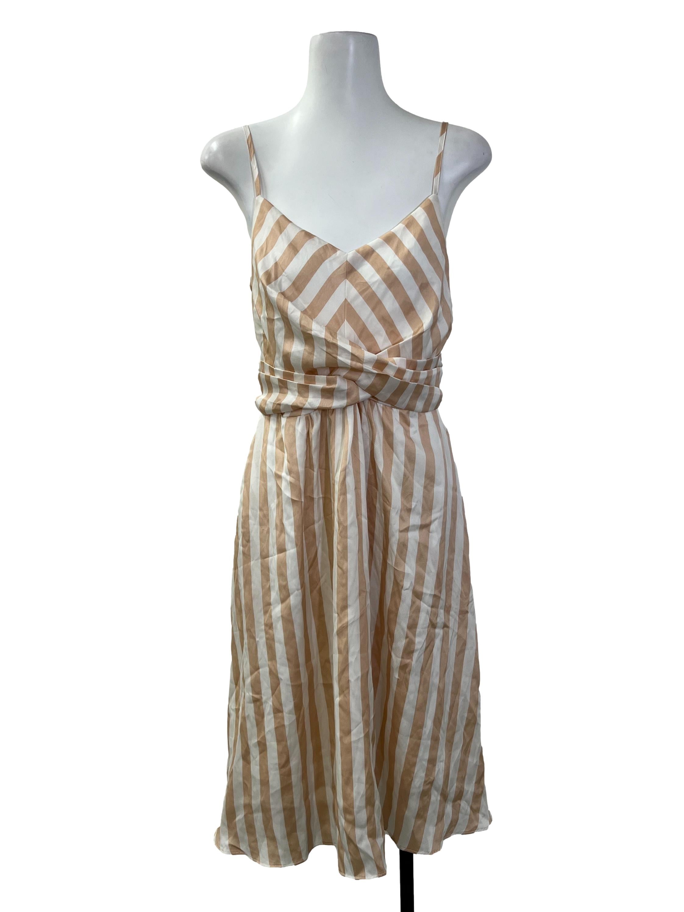 Orange White Striped Dress TWL
