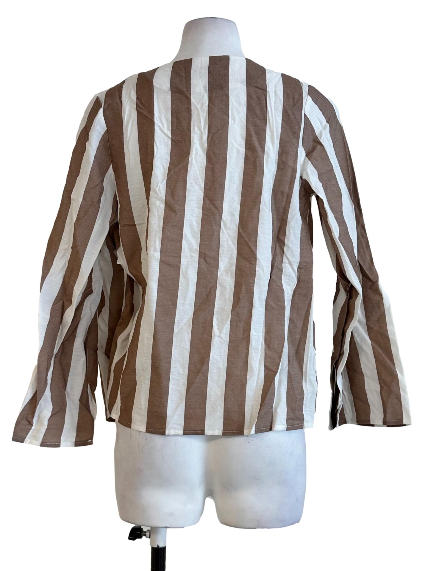 Brown Awning Stripes Pattern Top