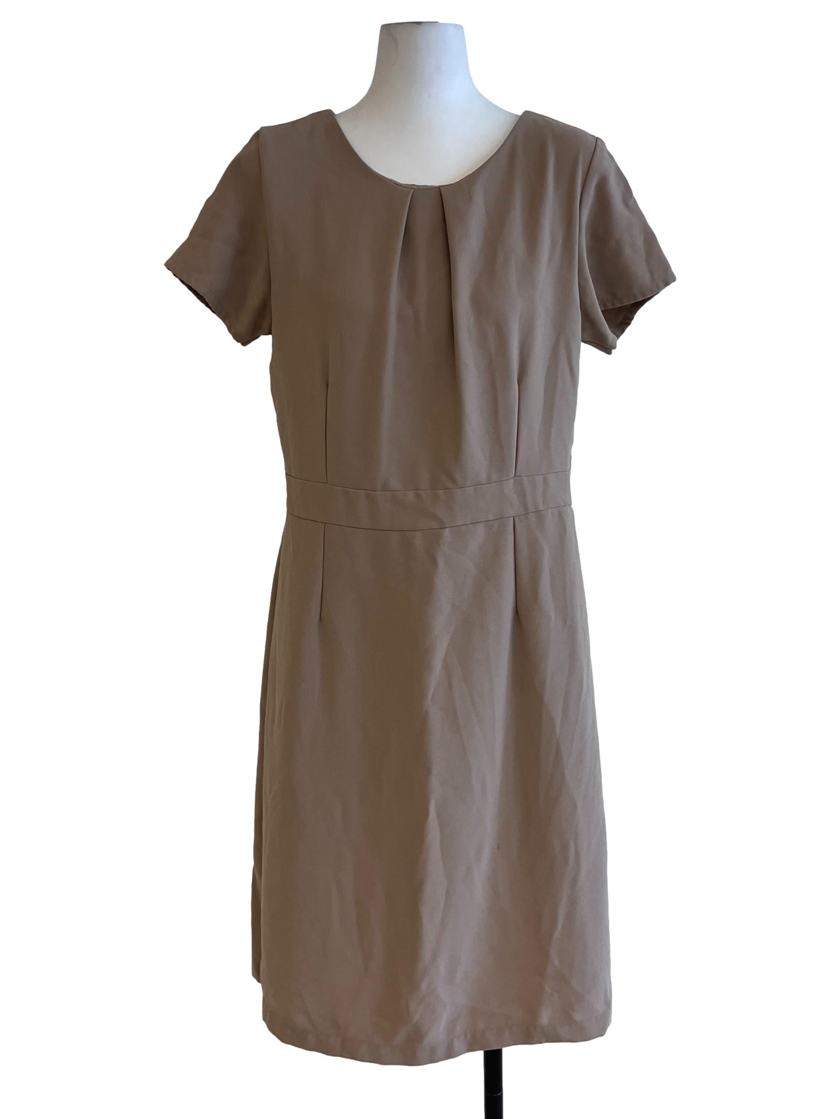 Beige Jewel Neckline Empire Dress