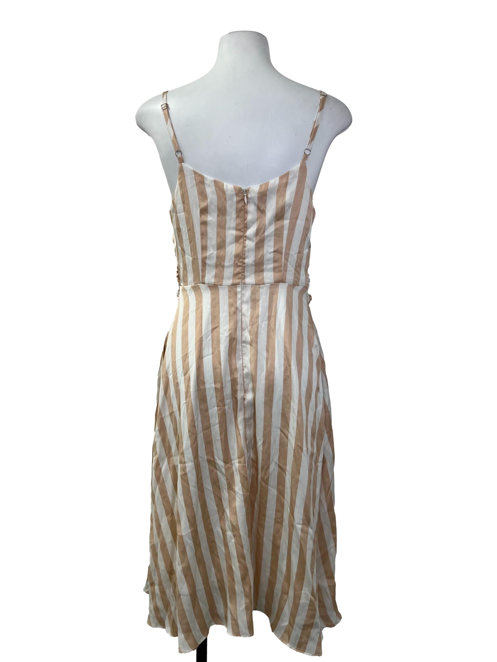 Orange White Striped Dress TWL