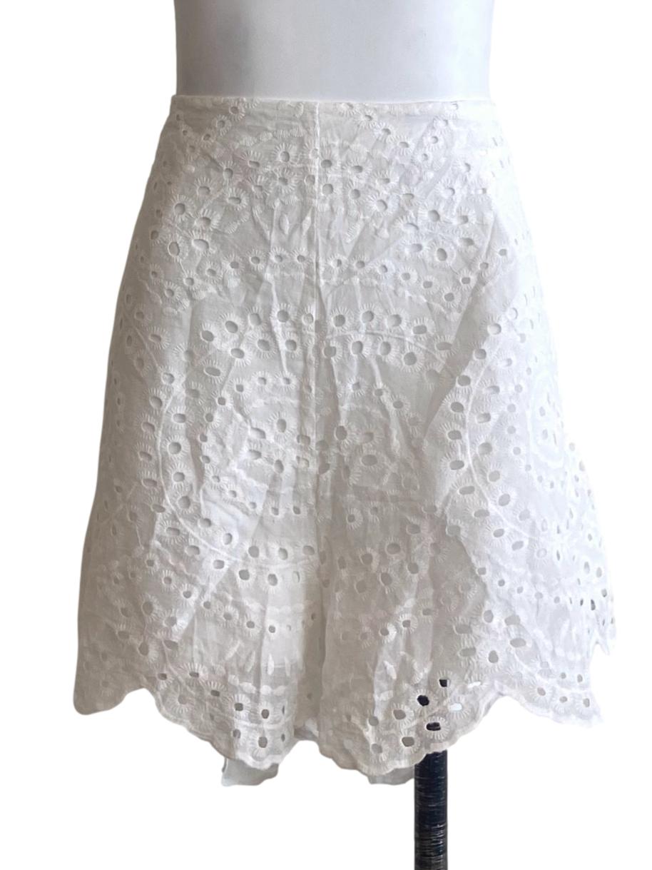 White Floral Eyelet Embroidery Short