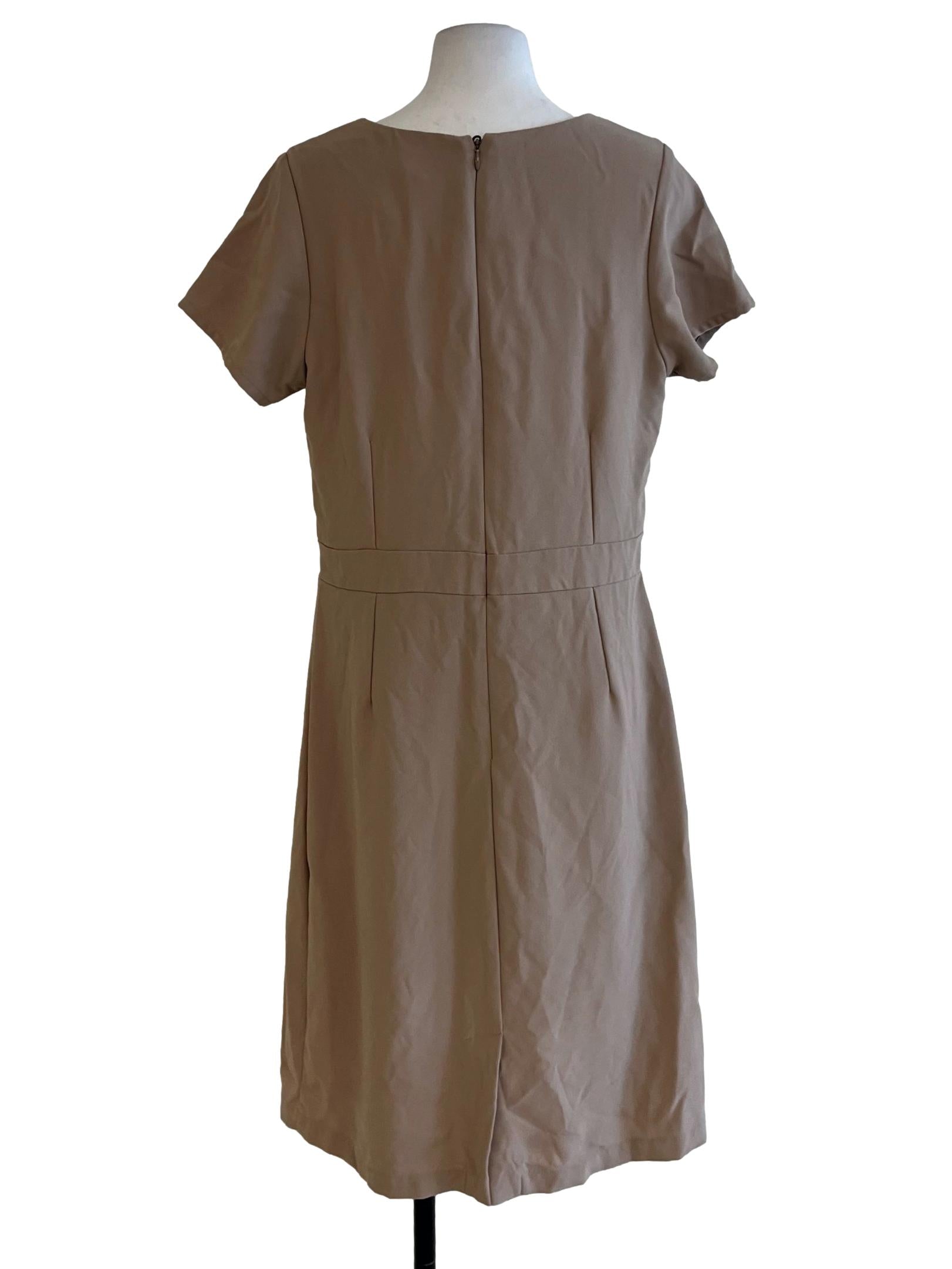 Beige Jewel Neckline Empire Dress