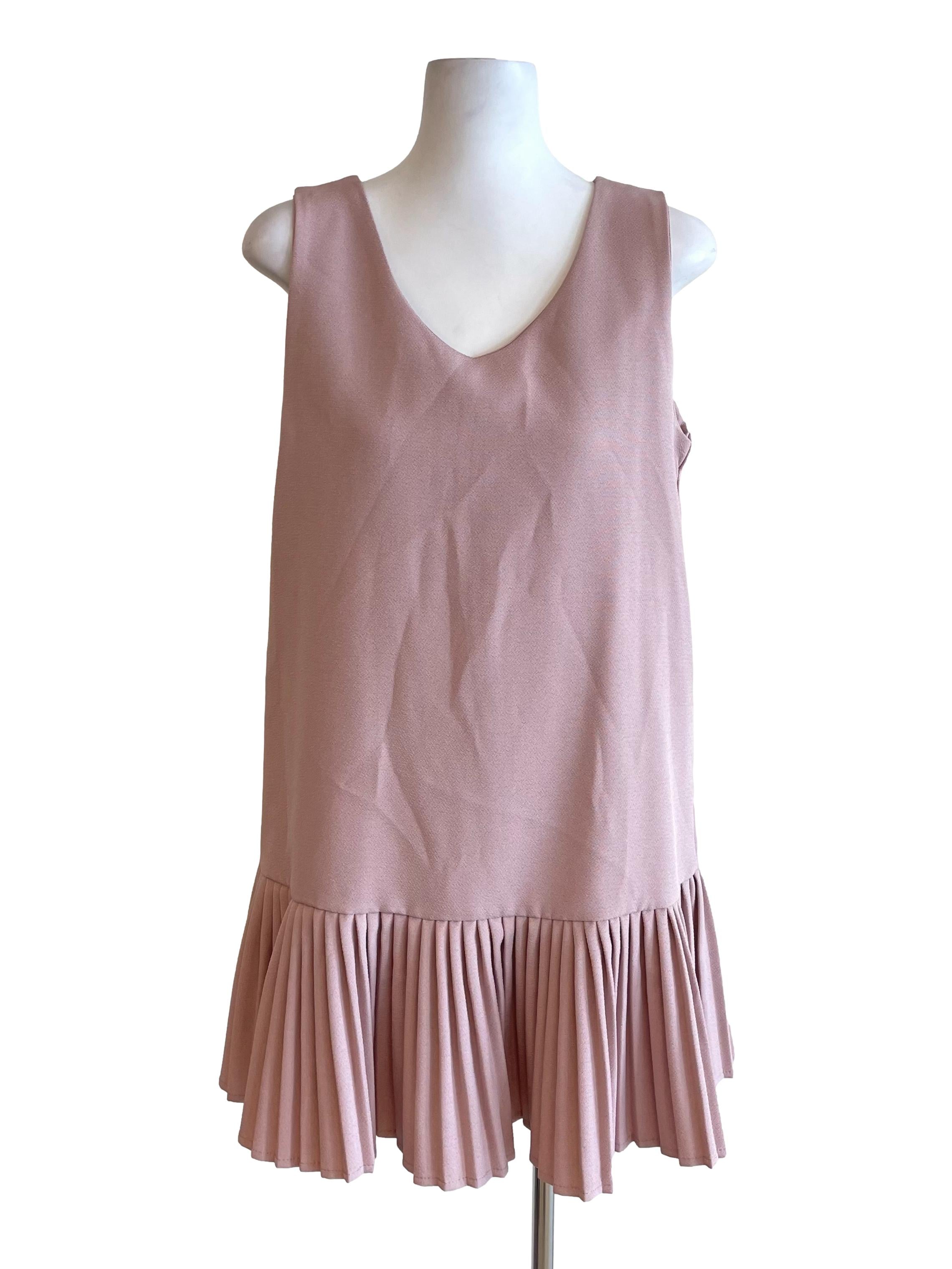 Crepe Pink Pleated Jumper Dress