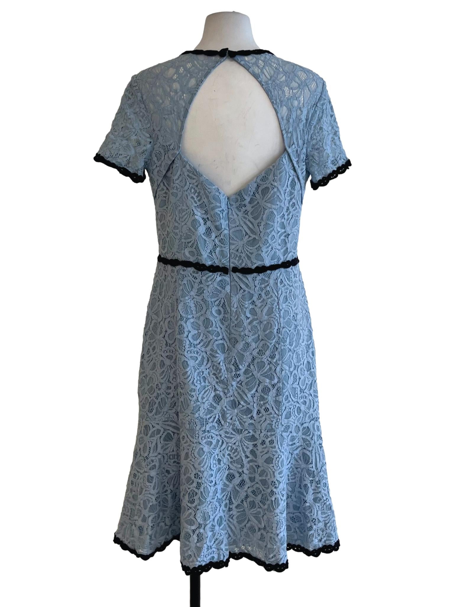 Sky Blue Lace Open Back Dress