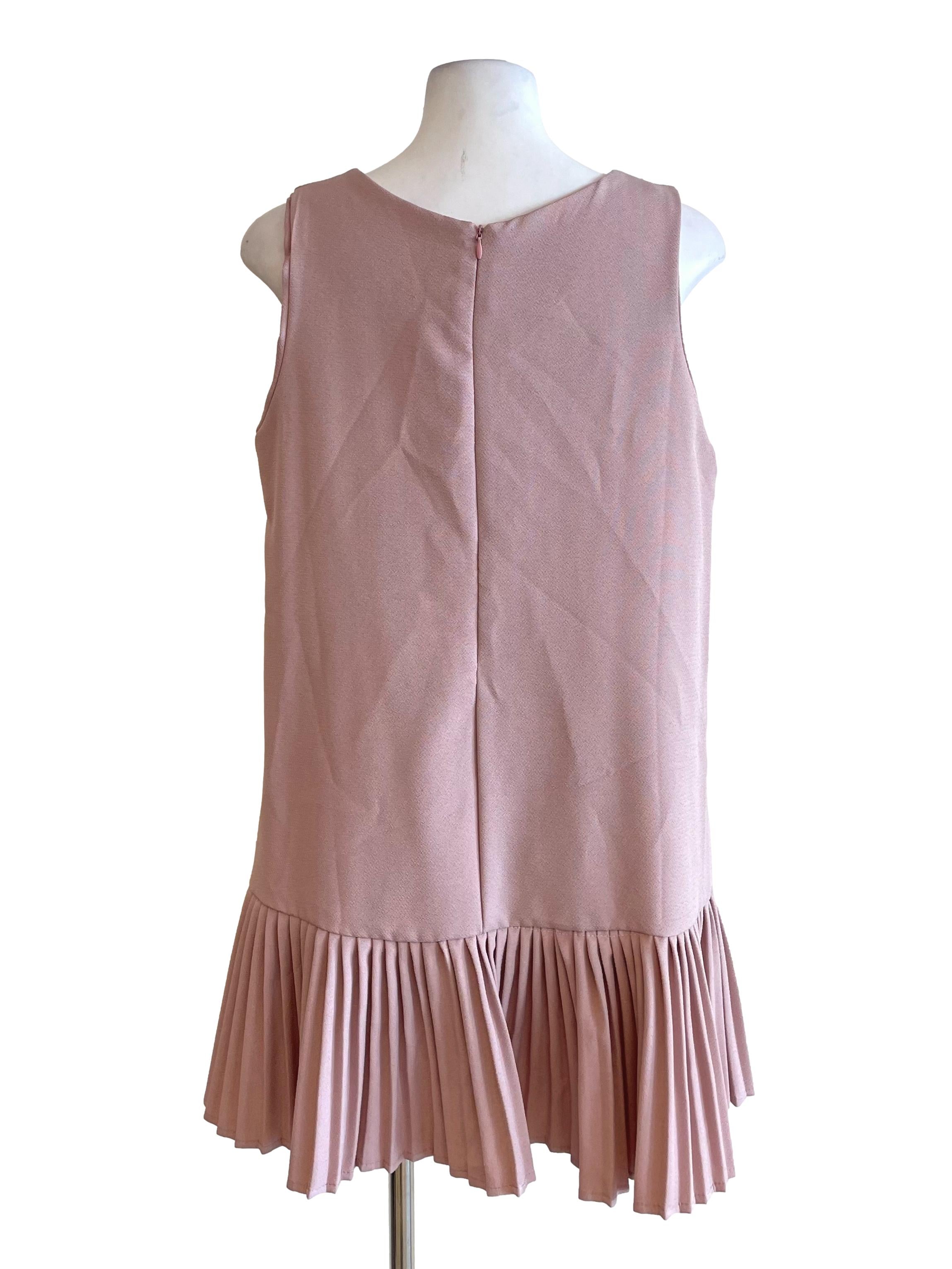 Crepe Pink Pleated Jumper Dress