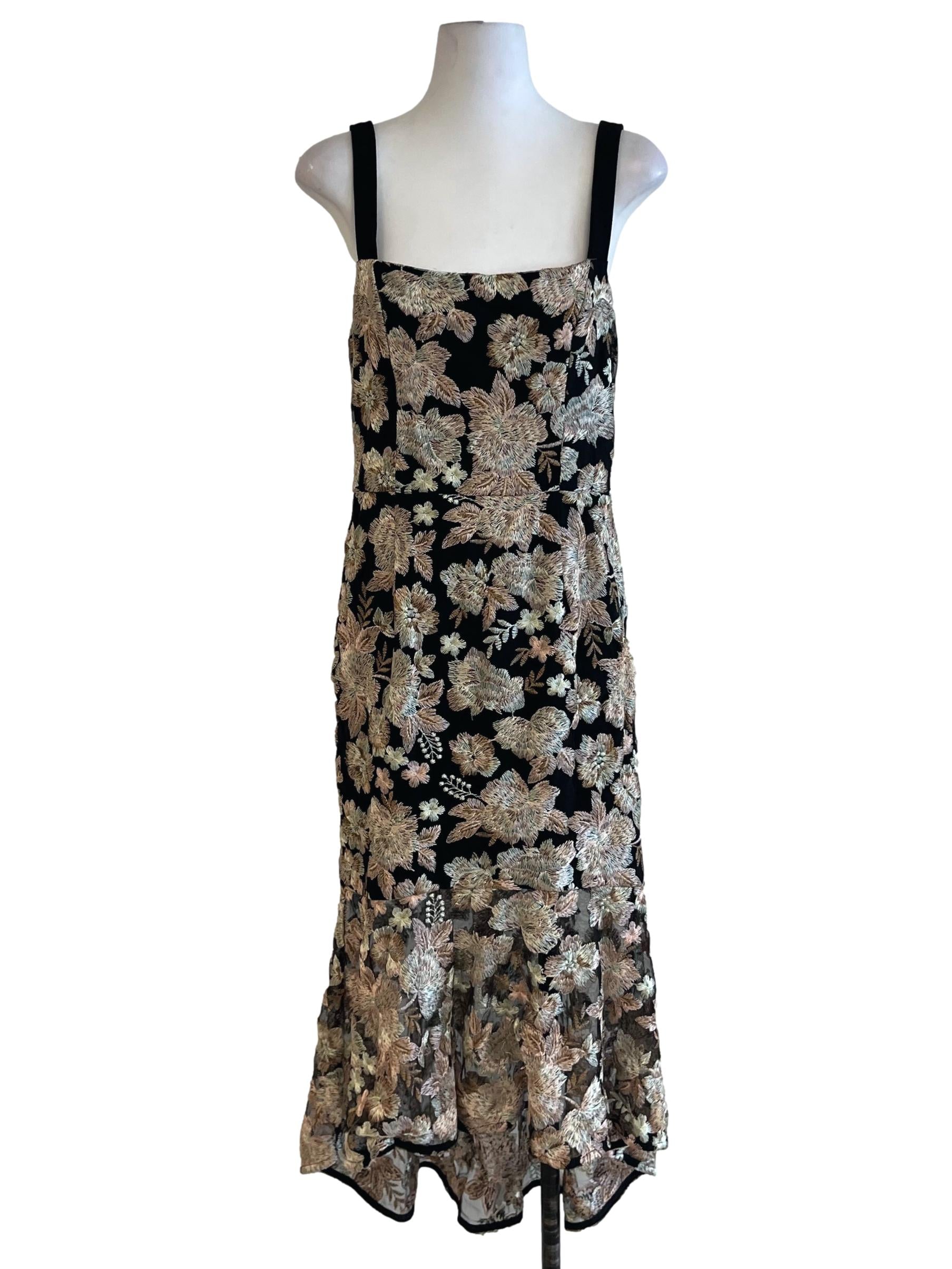 Black Floral A-Line Dress