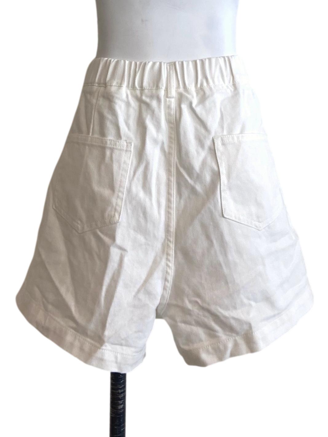White Herringbone Short Denim