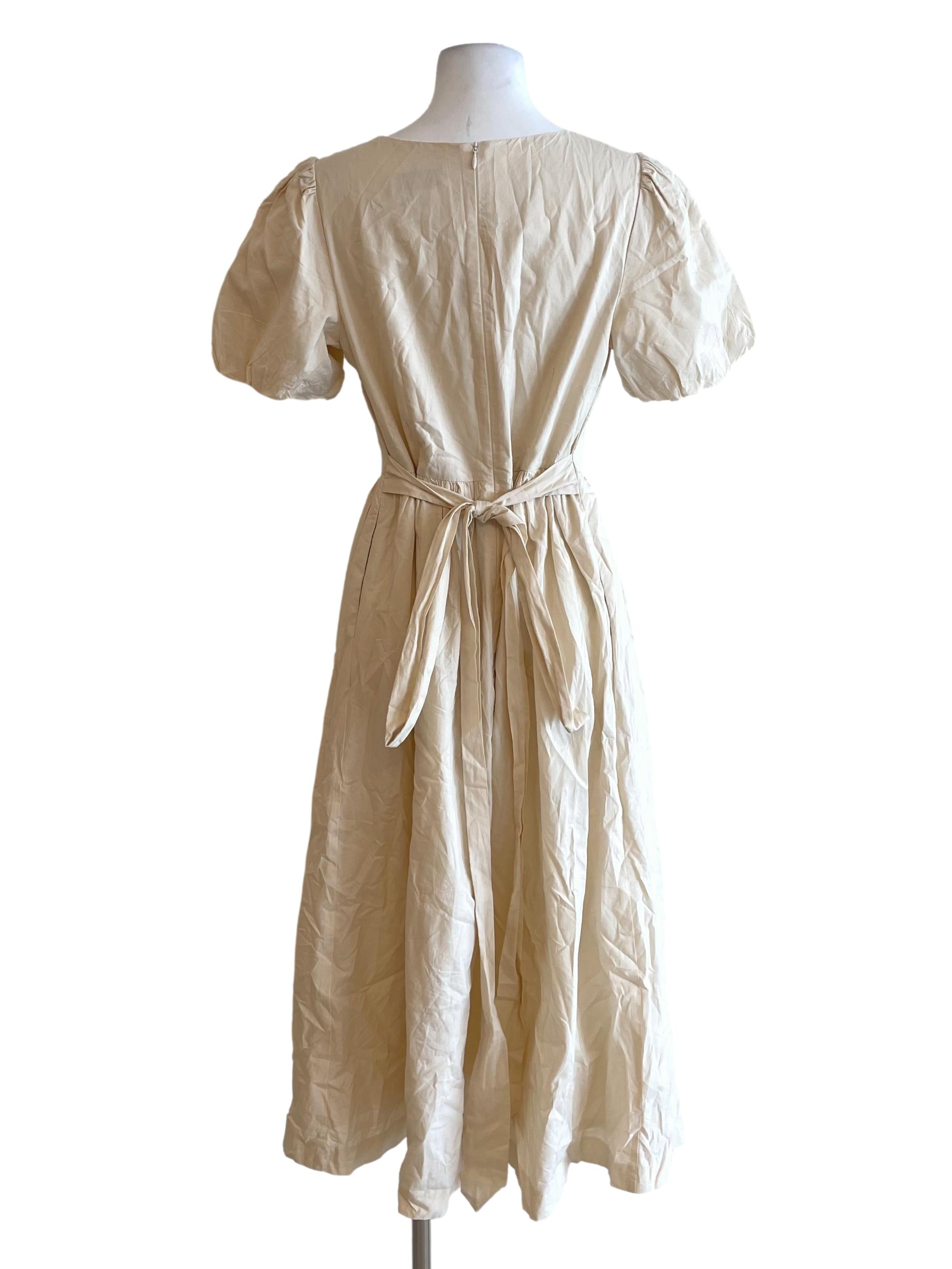 Ivory Bud Sleeves Bouffant Dress