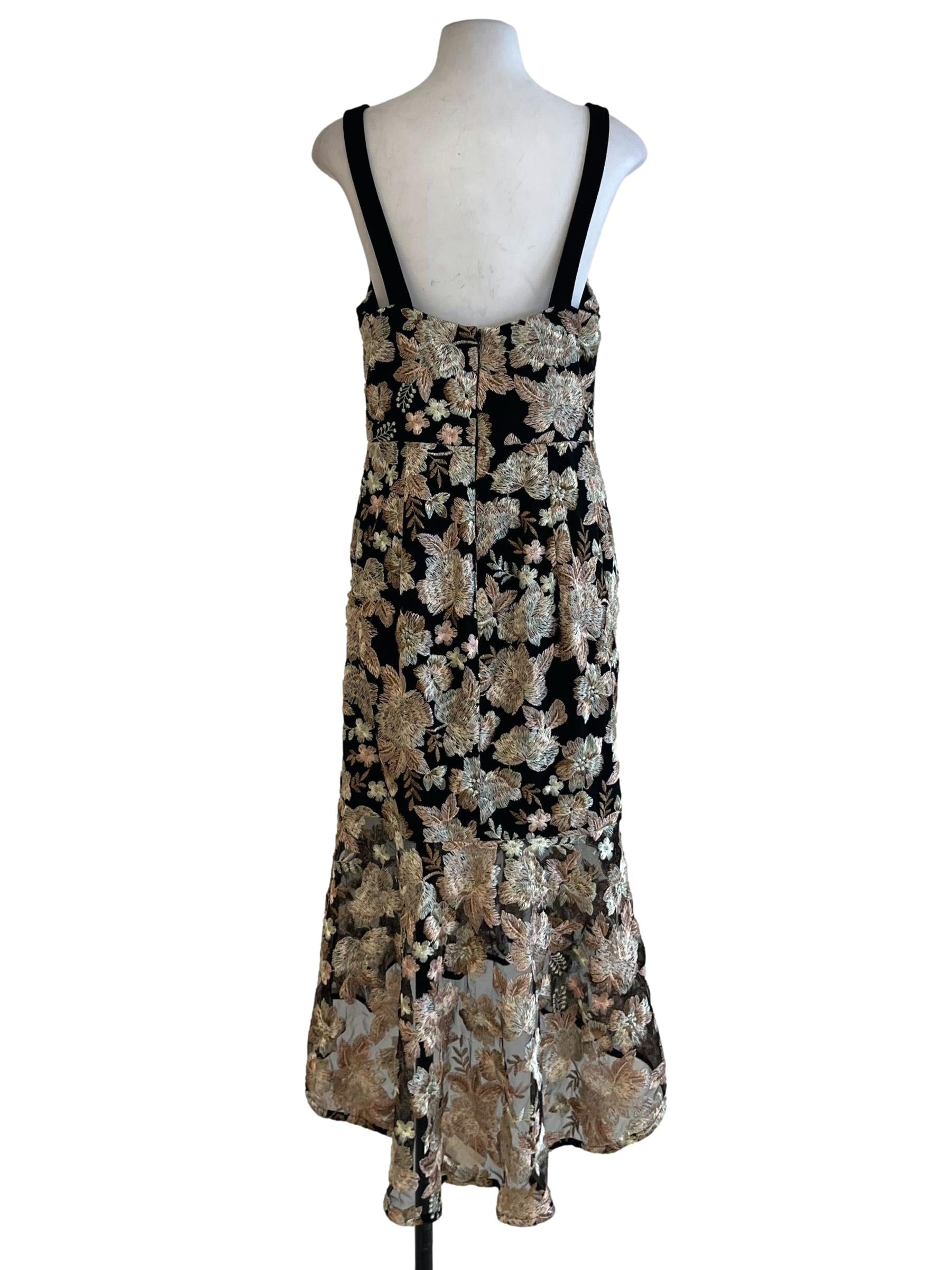 Black Floral A-Line Dress
