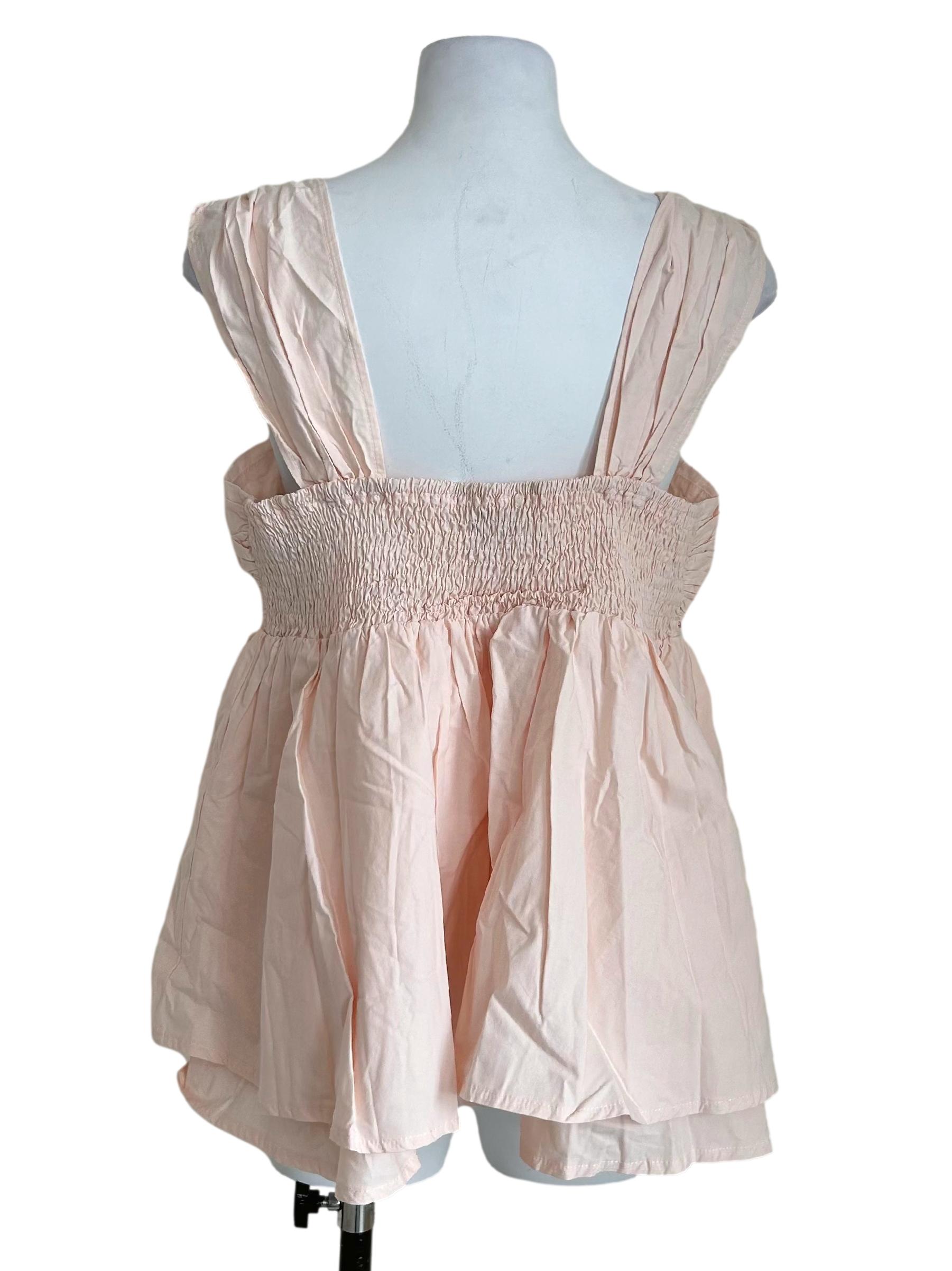 Pink Bow Front Peplum Sleeveless Top