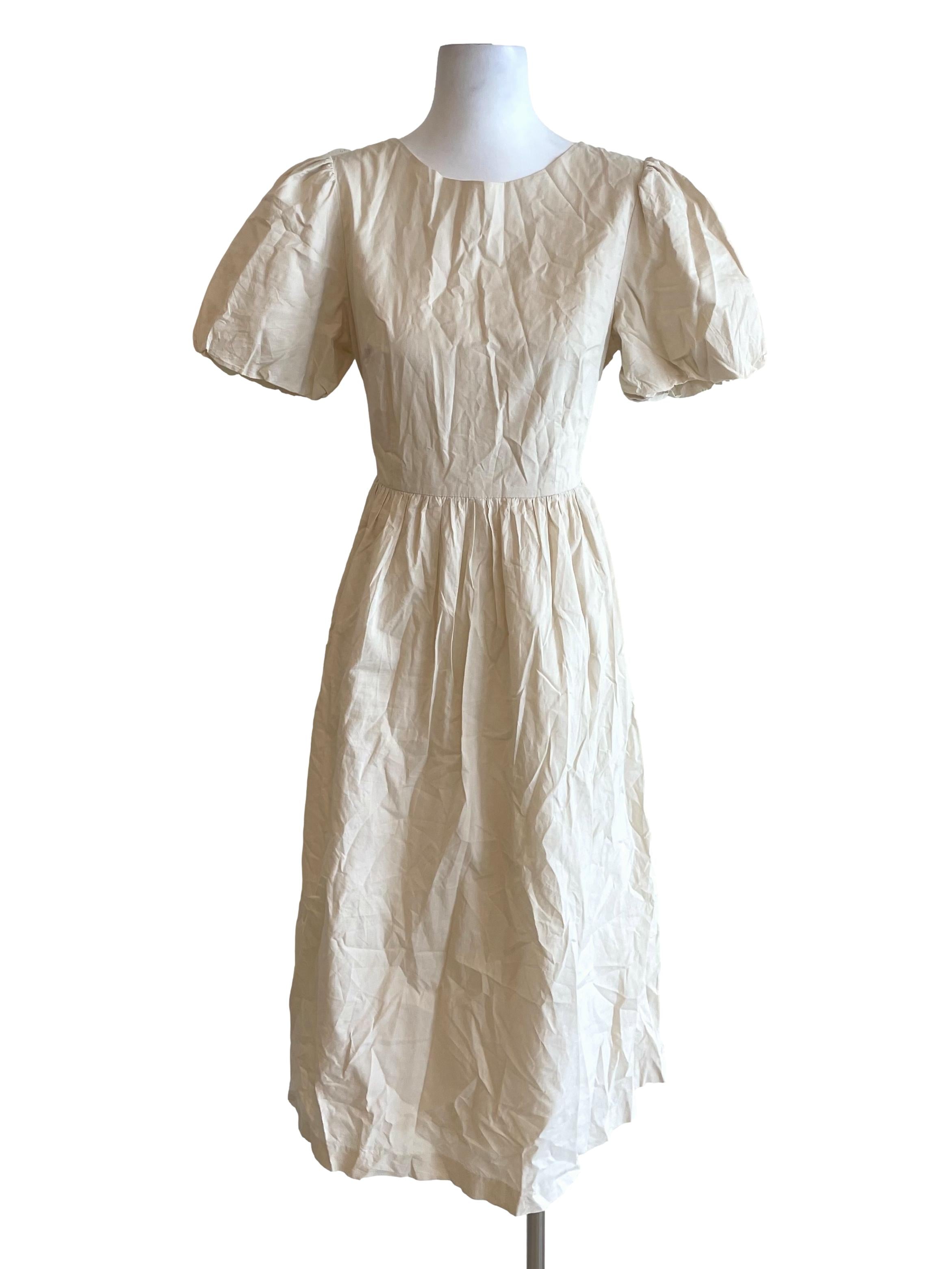 Ivory Bud Sleeves Bouffant Dress