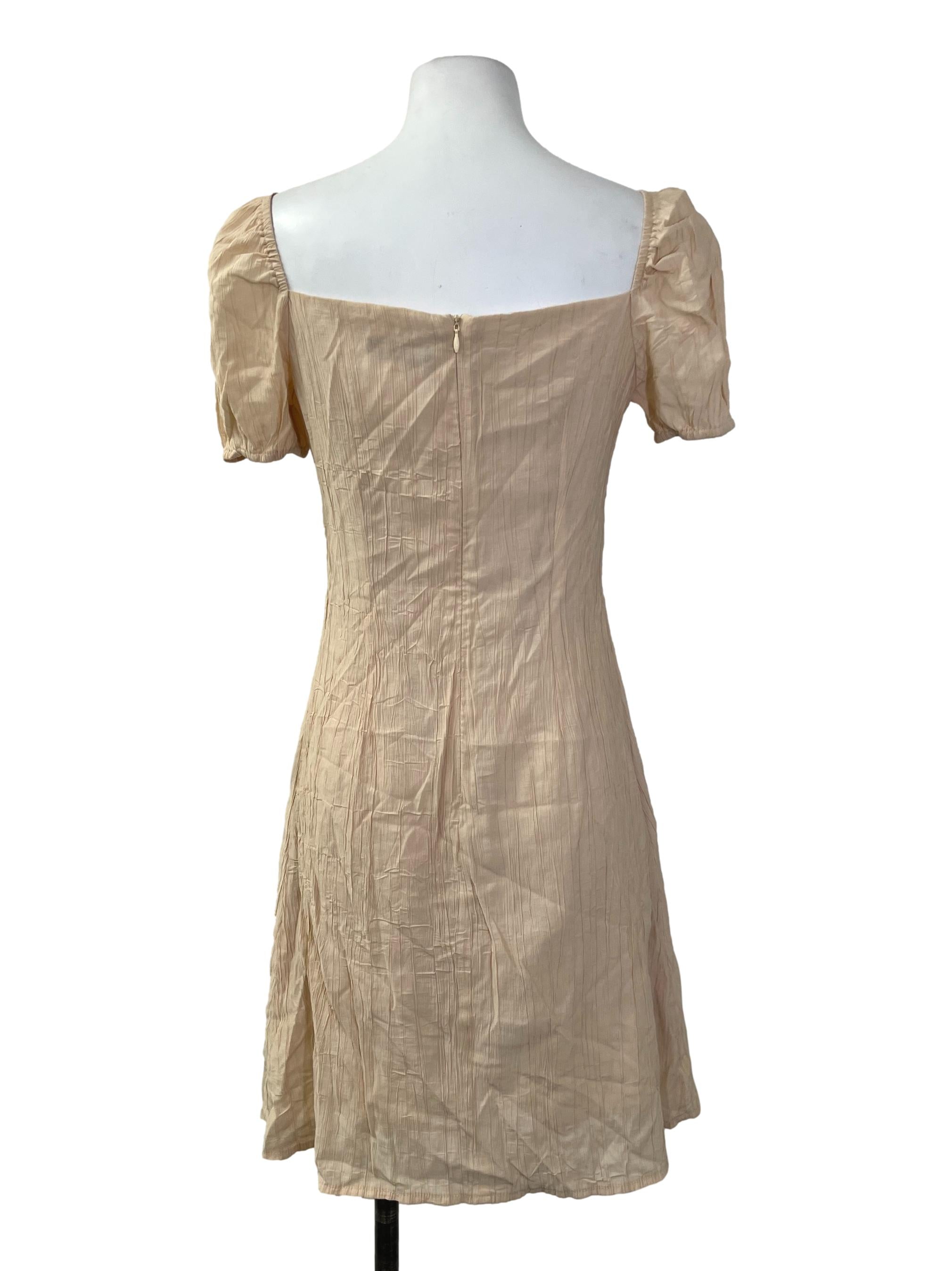 Pale Yellow Crinkle Sweetheart Dress