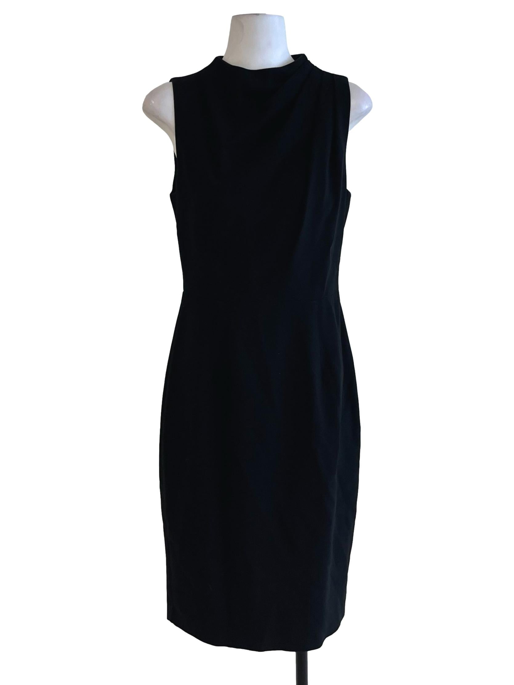 Black High Neckline A-Line Dress