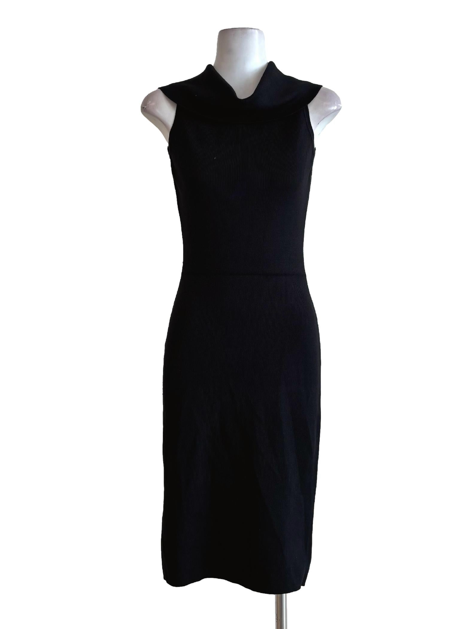 Soft Black Turtleneck Ribbed Dress