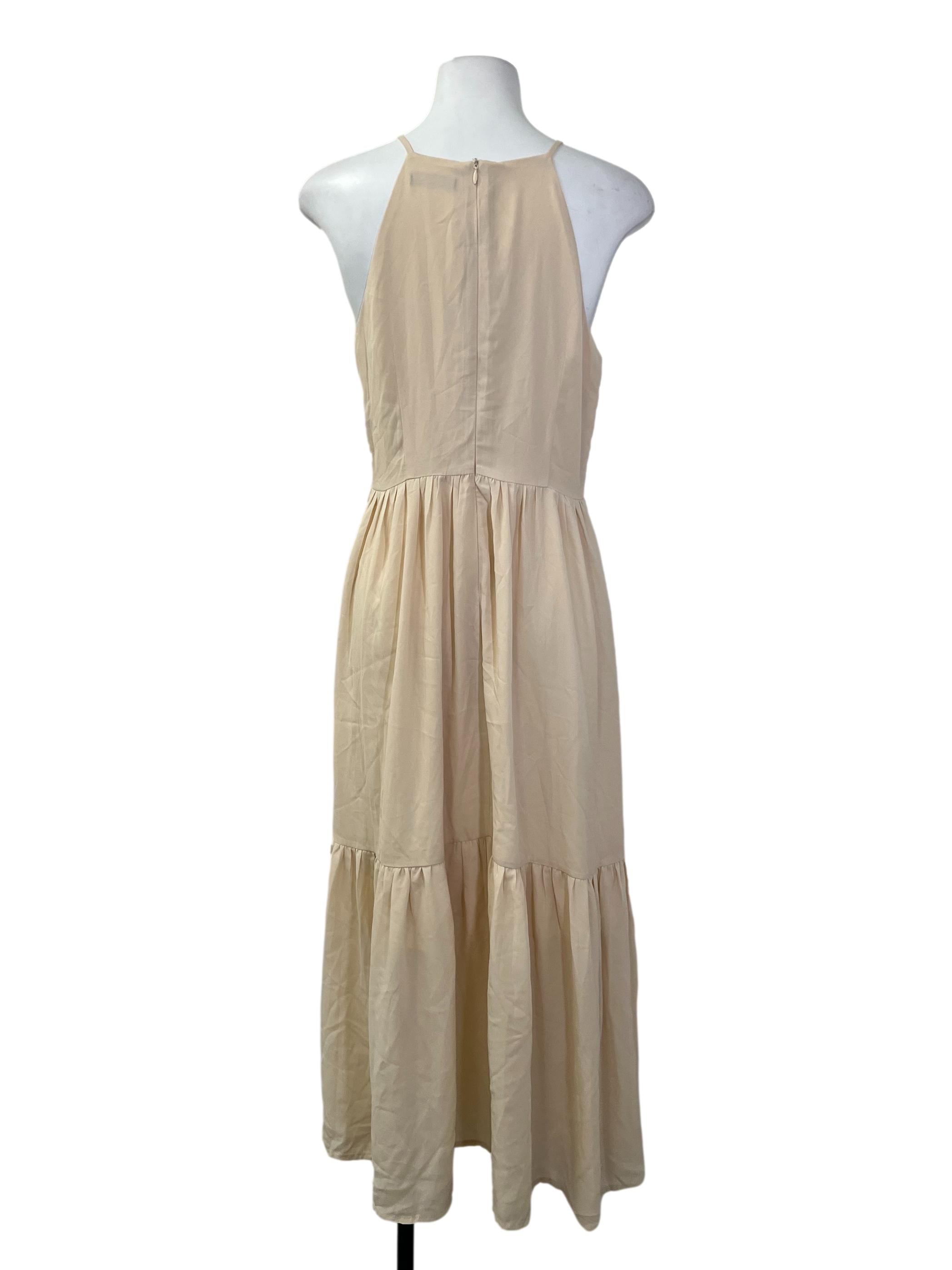 Cream Halter Tiered Dress