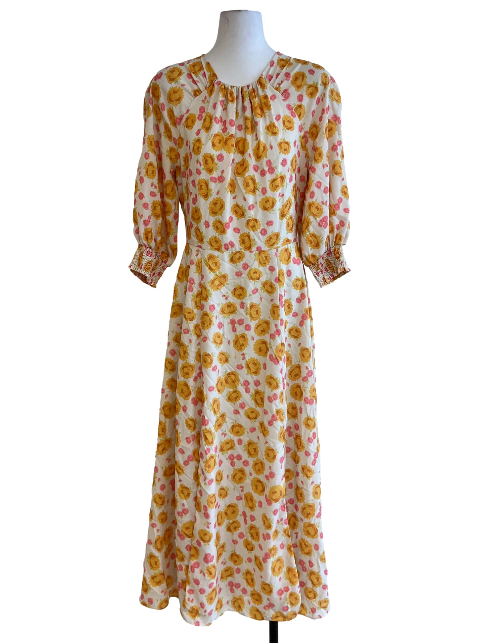 White Floral Empire Dress