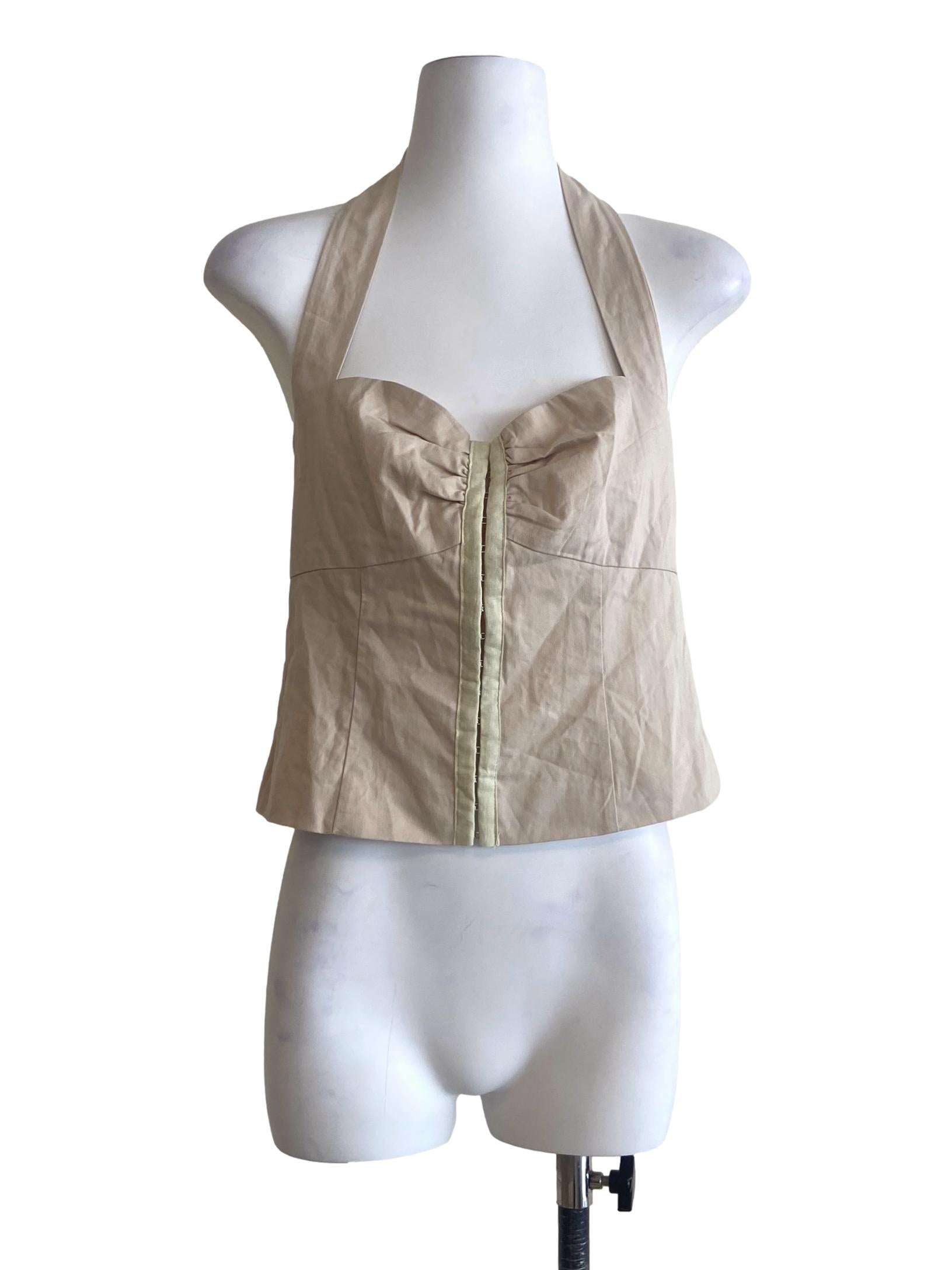 Ivory Beige Halter Neck Crop Top
