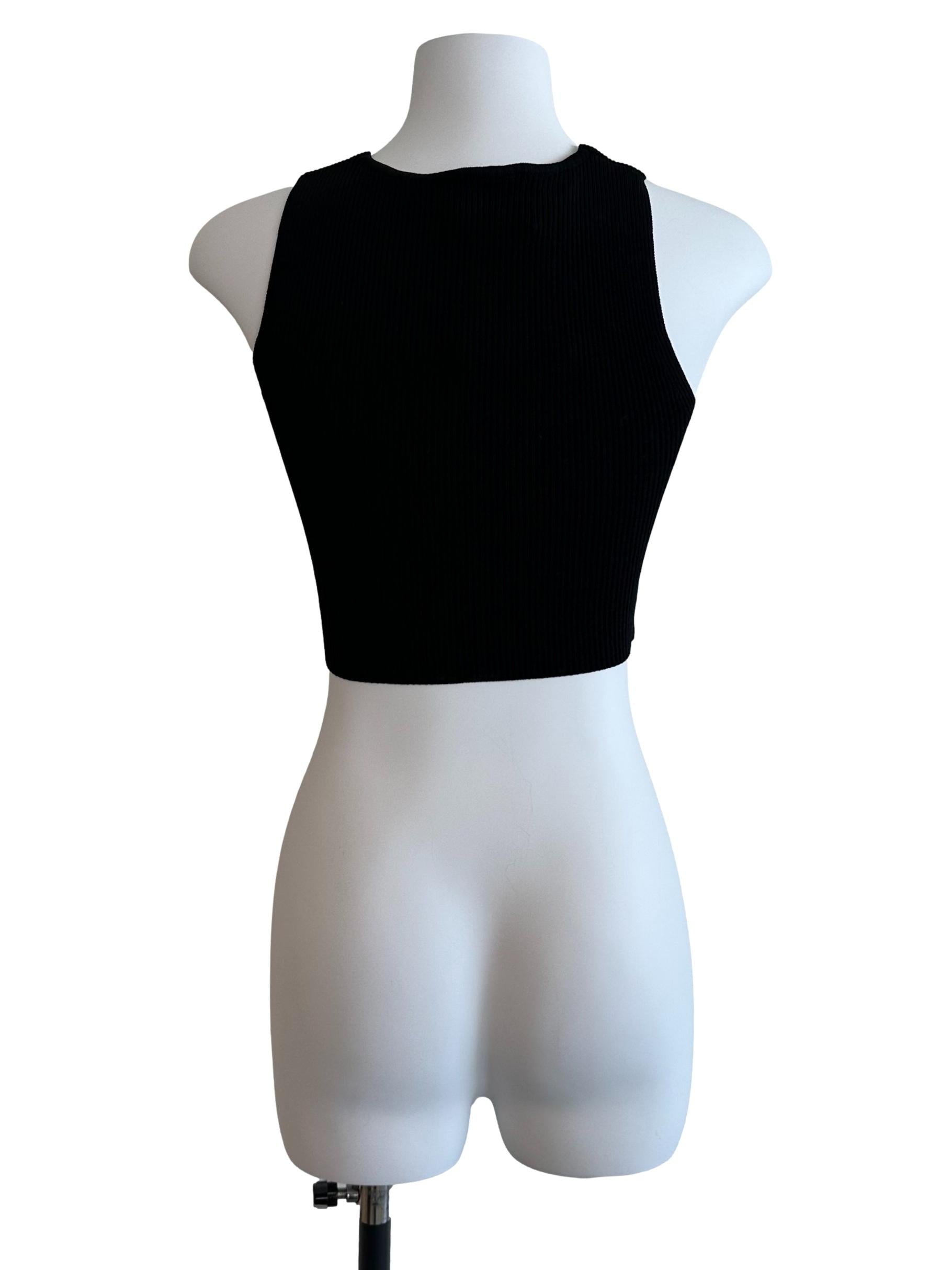 Raven Black Knit V Neck Crop Top